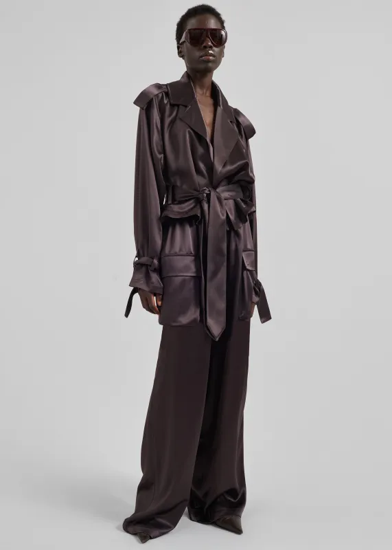 Delny Satin Cargo Pants - Dark Brown sold by Frankie Shop