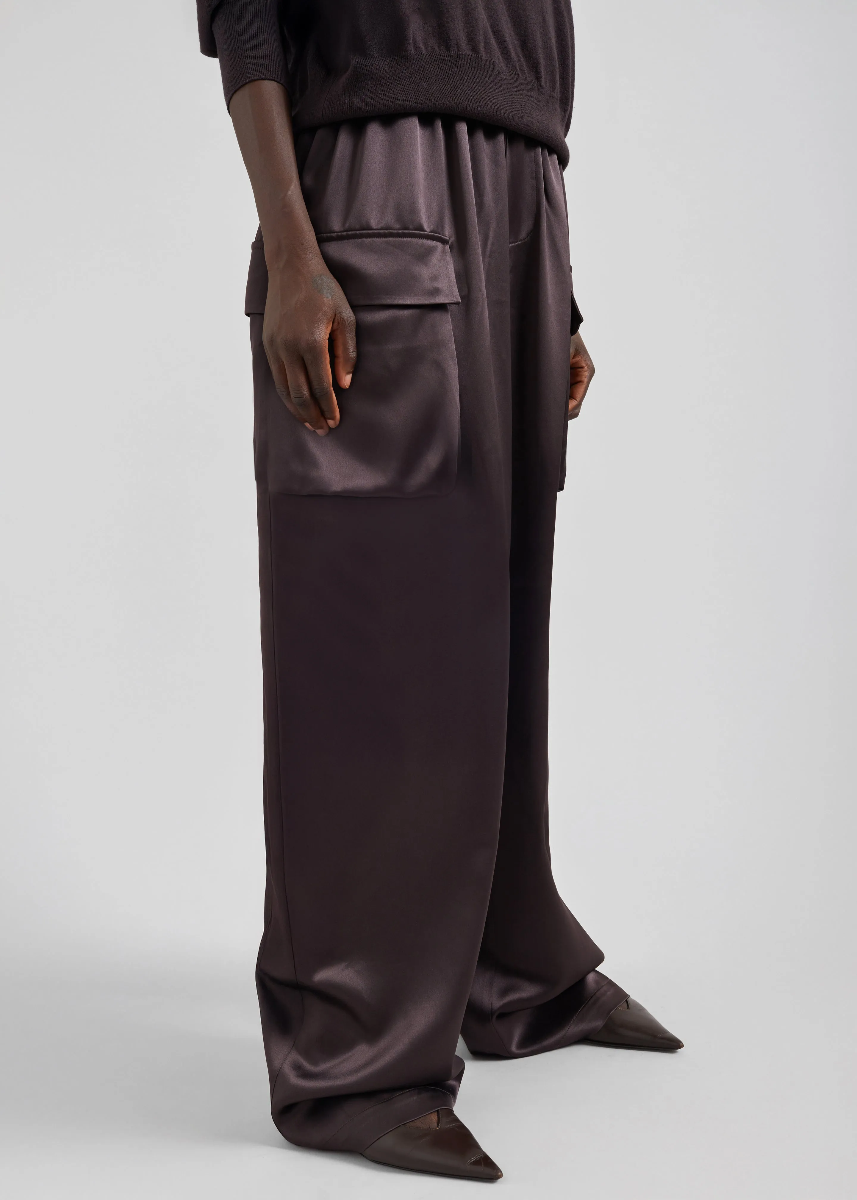 Delny Satin Cargo Pants - Dark Brown sold by Frankie Shop product image thumbnail 3
