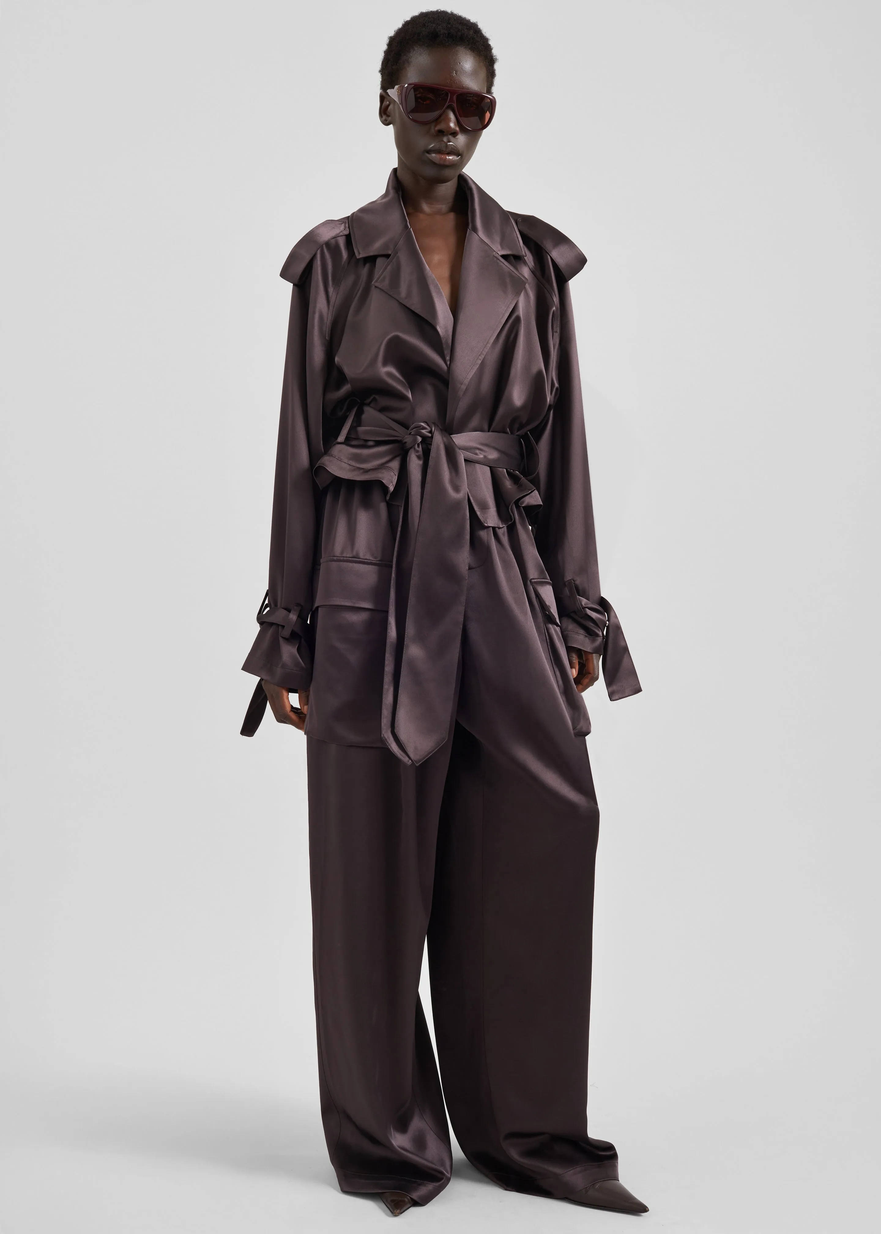 Delny Satin Cargo Pants - Dark Brown sold by Frankie Shop product image thumbnail 5