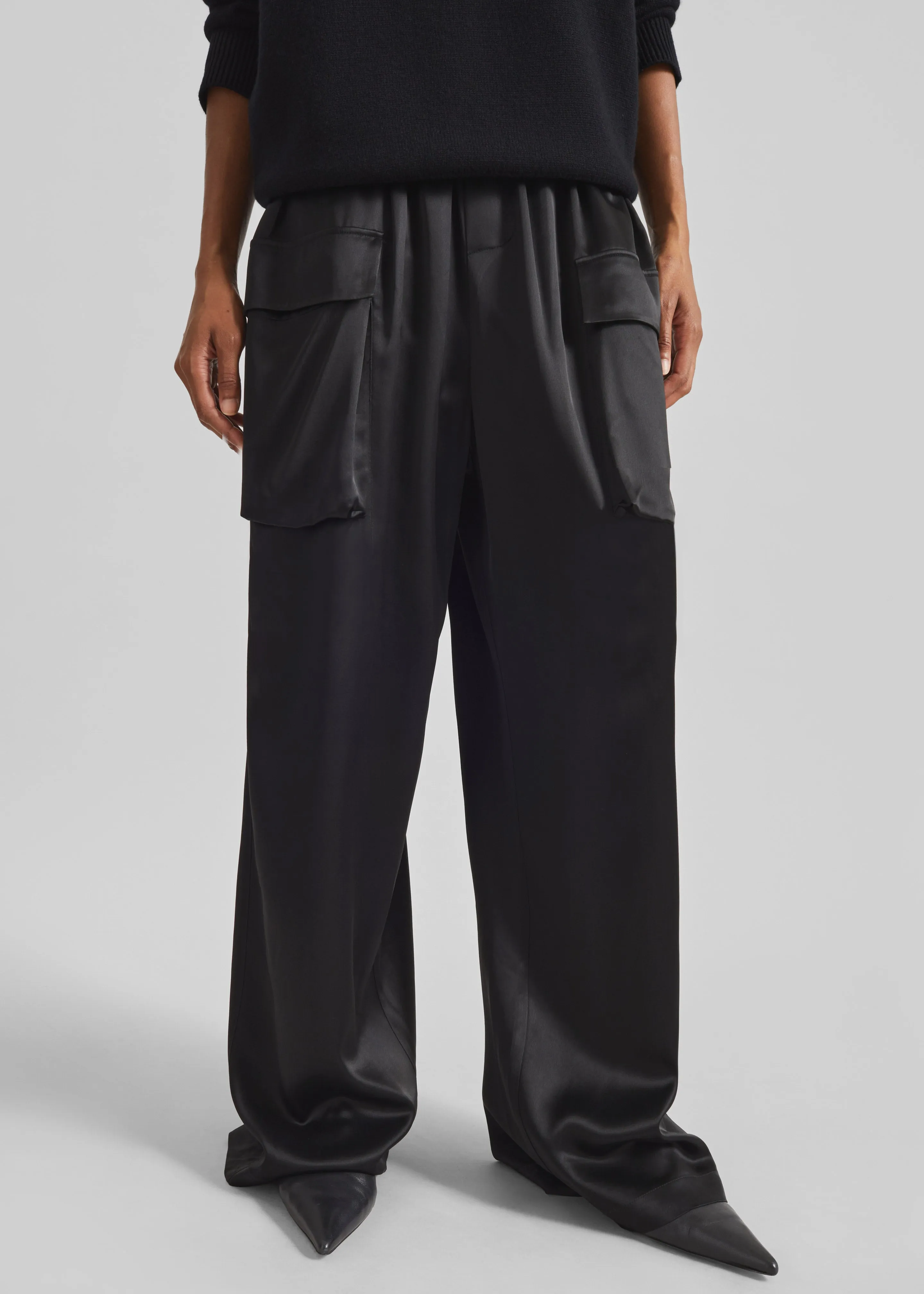 Delny Satin Cargo Pants - Black sold by Frankie Shop