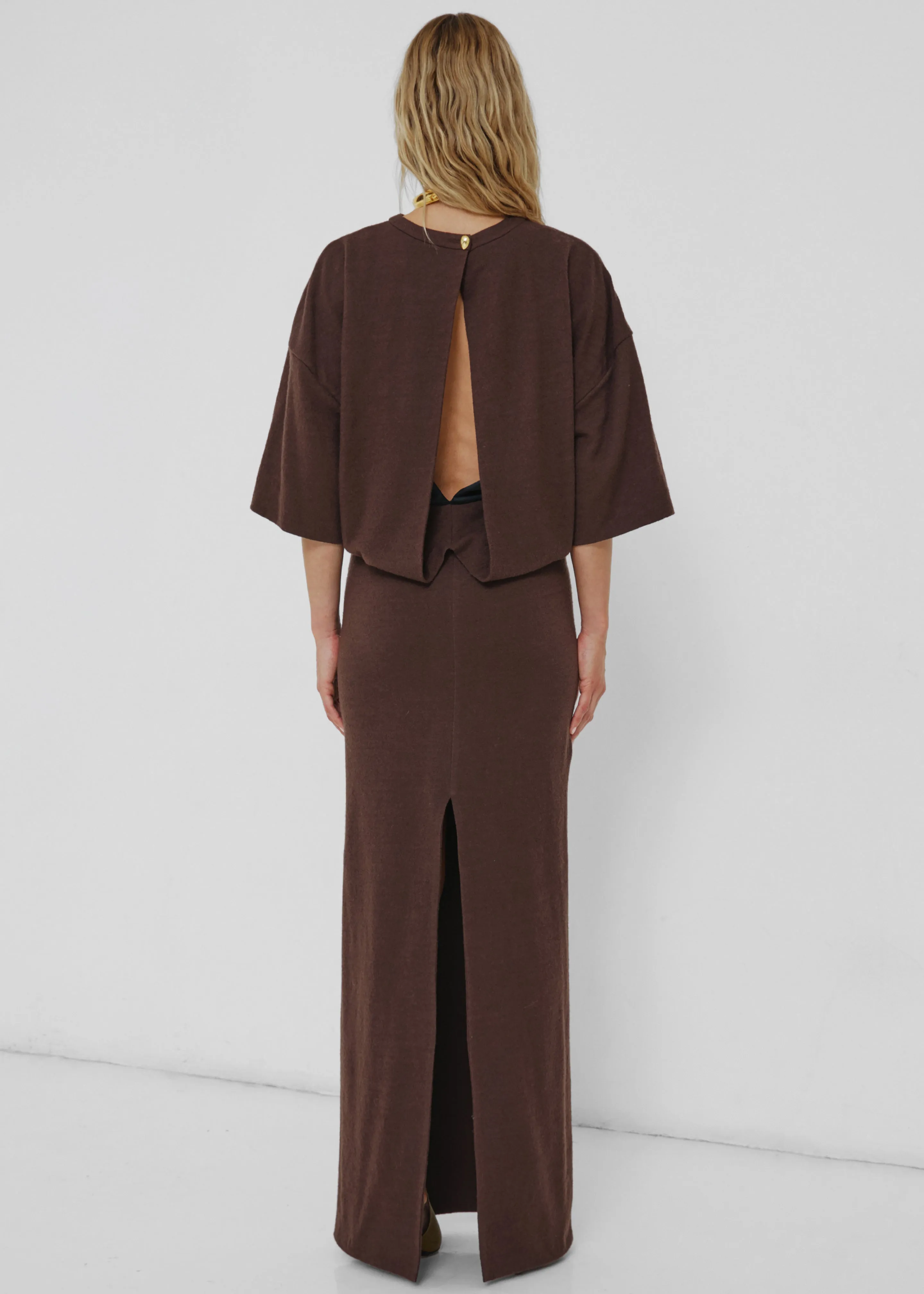 Darkpark Marlin Open Back Wool Dress - Dark Brown sold by Frankie Shop product image thumbnail 4