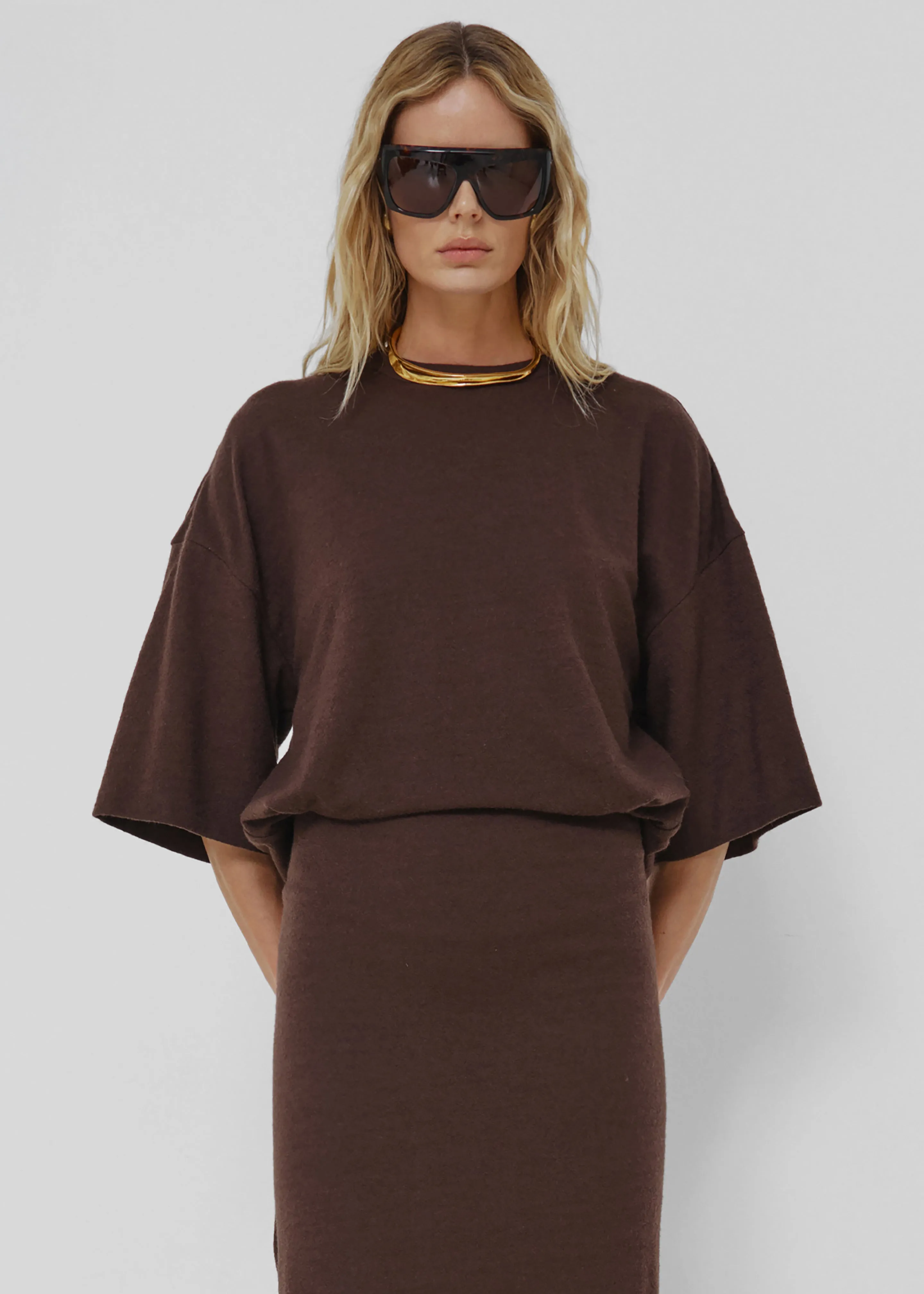 Darkpark Marlin Open Back Wool Dress - Dark Brown sold by Frankie Shop product image thumbnail 2