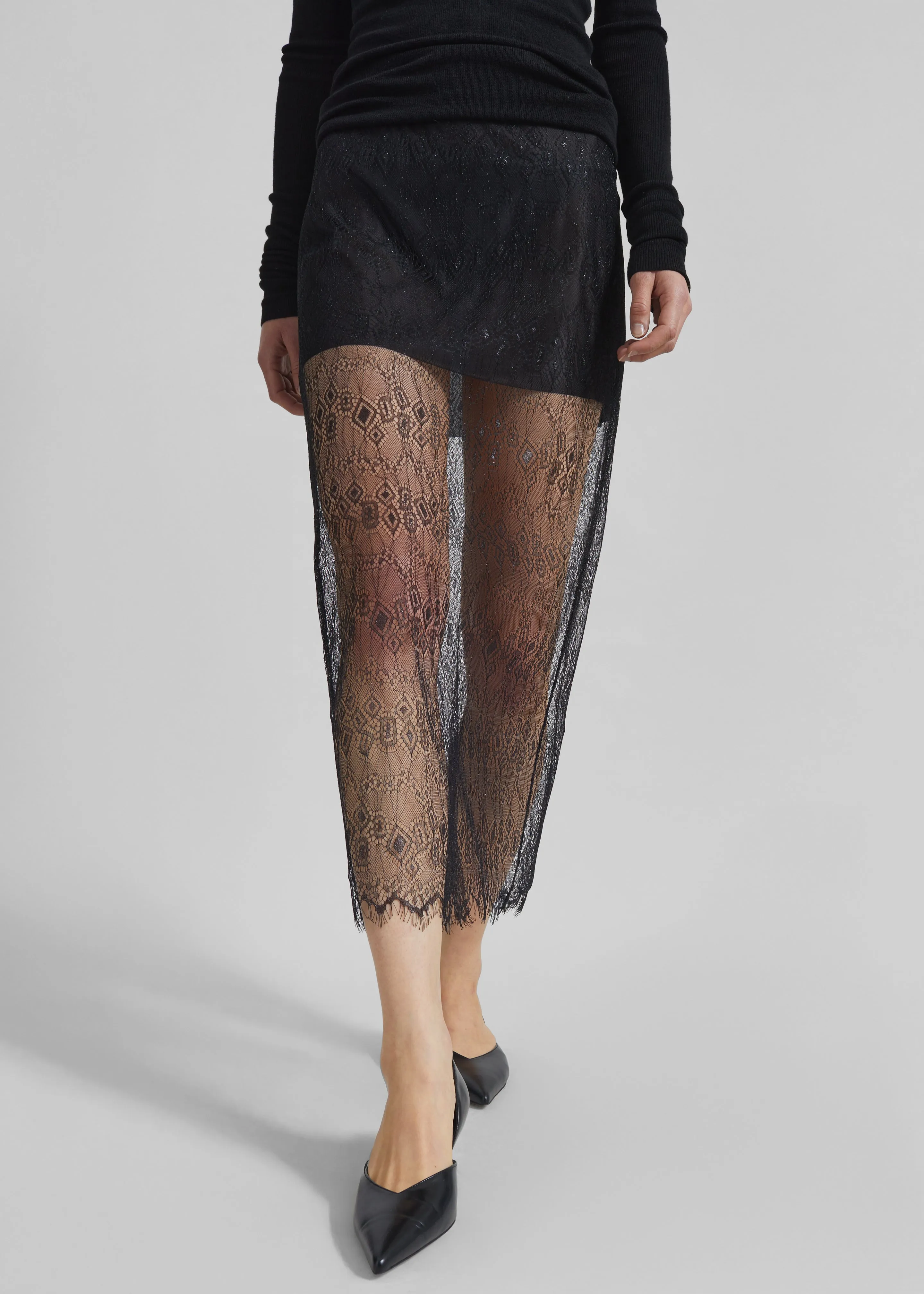 Alrose Lace Midi Skirt - Black sold by Frankie Shop product image thumbnail 4