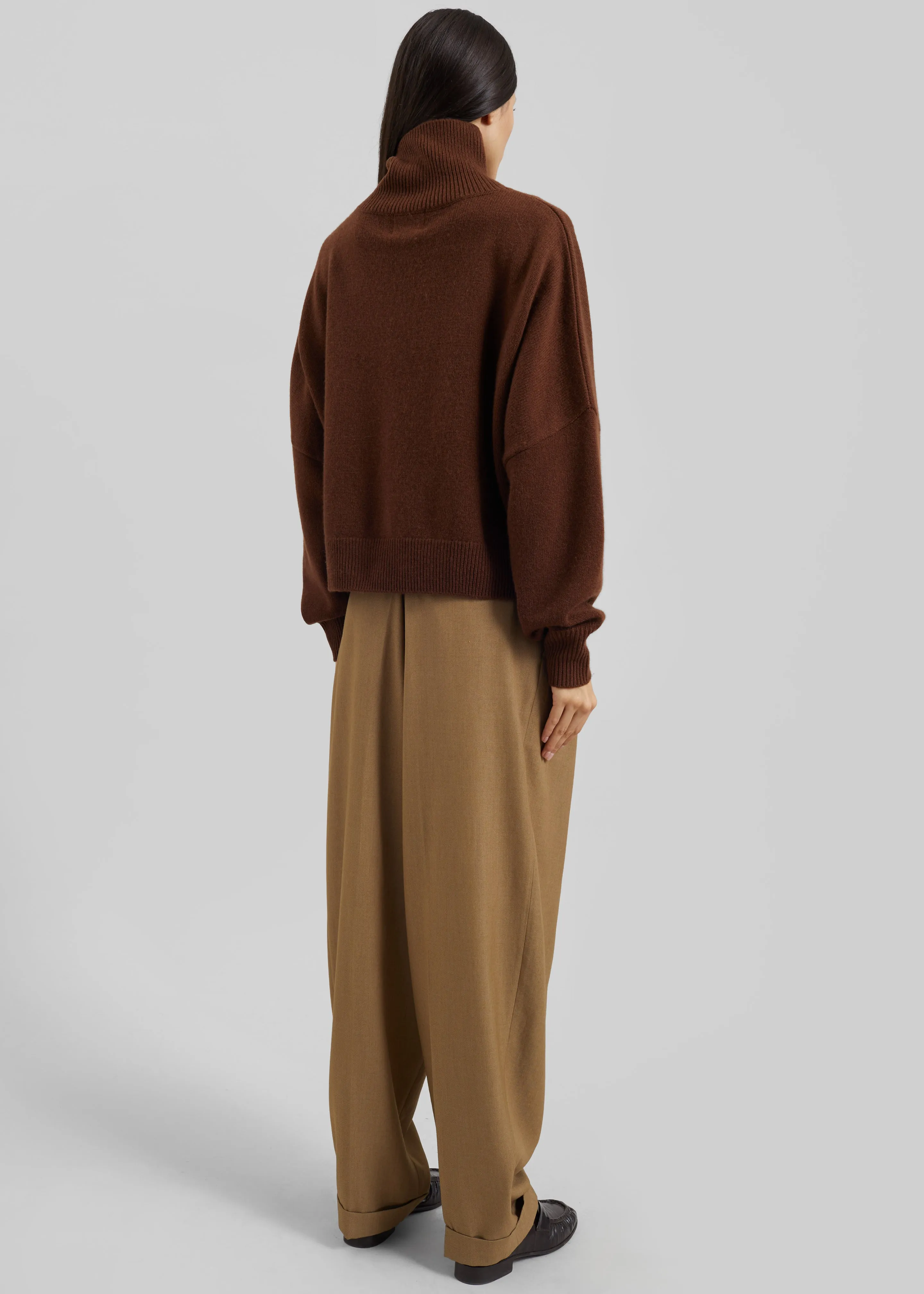 Loulou de Saison Luke Stand Collar Wool Sweater - Brown sold by Frankie Shop product image thumbnail 4