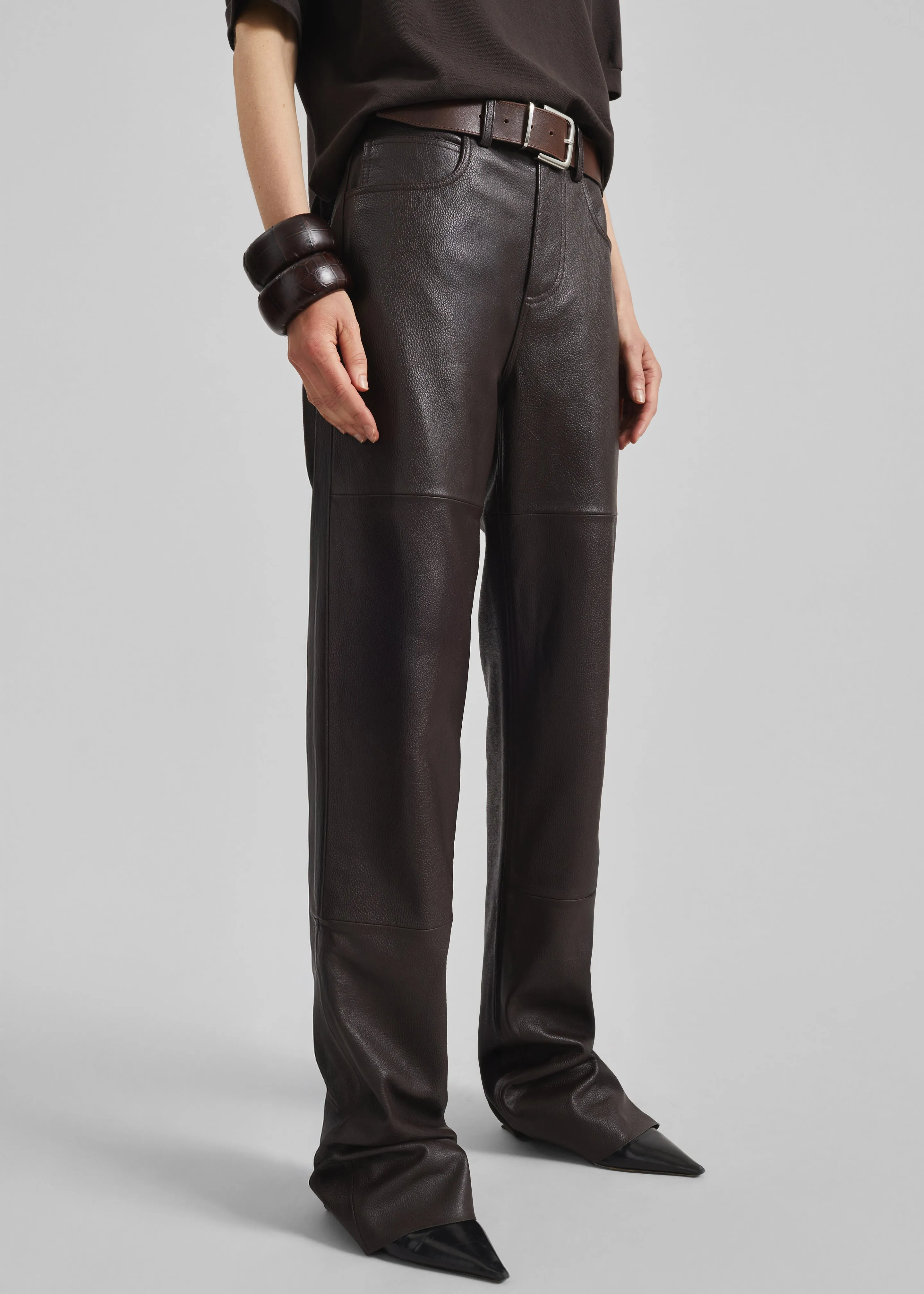 Dalston Leather Pants - Vintage Brown sold by Frankie Shop product image thumbnail 2