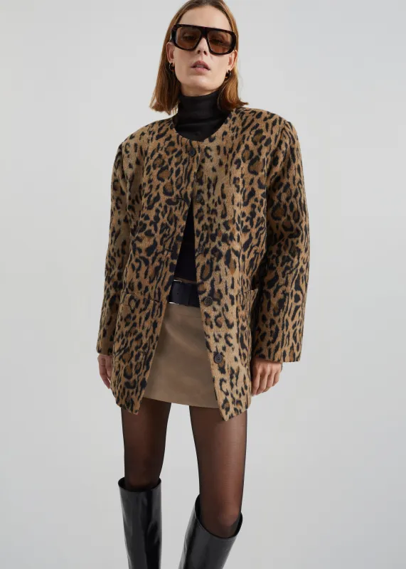 Evolene Boxy Jacket - Leopard Brown sold by Frankie Shop