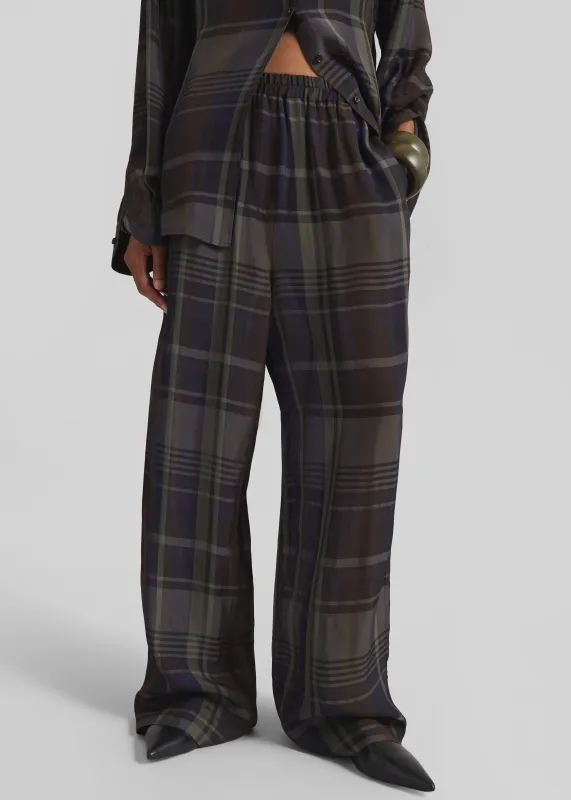 Baxter Sheer Fluid Track Pants - Navy Tartan sold by Frankie Shop
