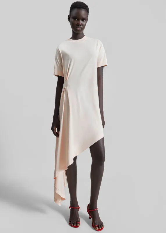 Loulou de Saison Igari Asymmetric T-Shirt Dress - Cream Rose made by Loulou De Saison