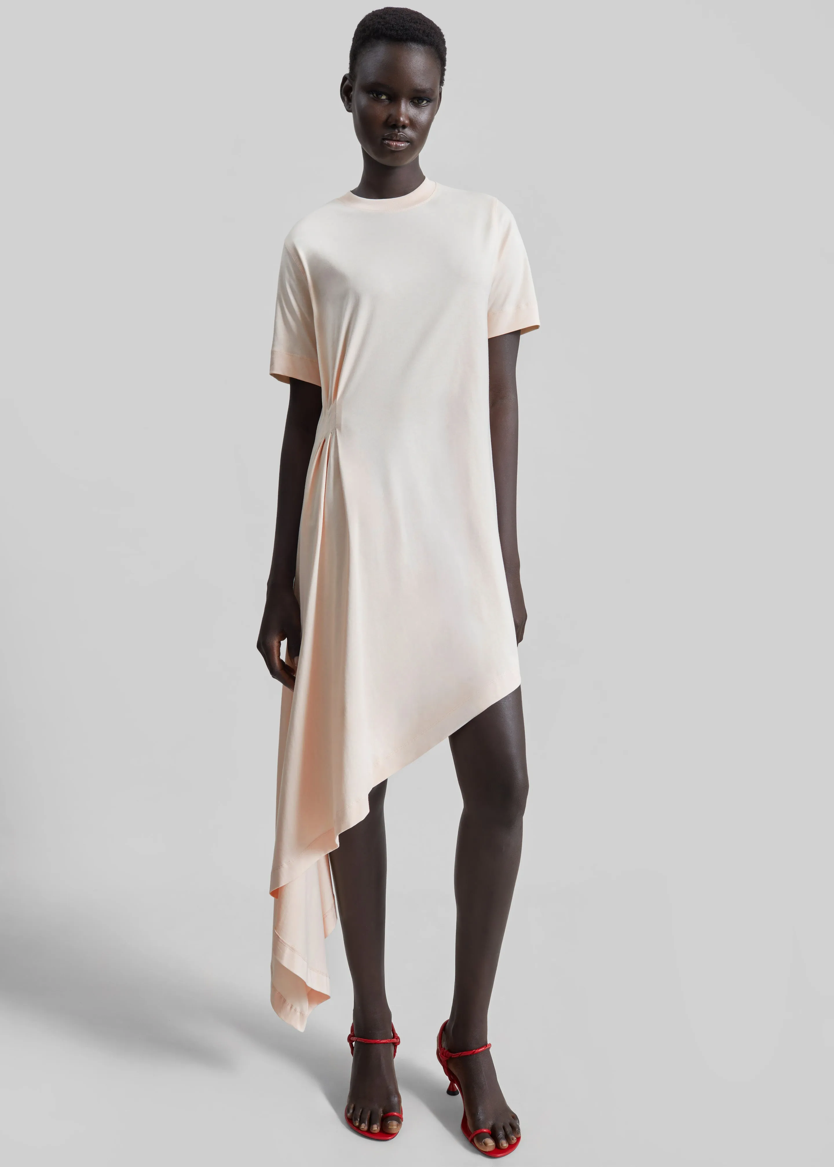 Loulou de Saison Igari Asymmetric T-Shirt Dress - Cream Rose sold by Frankie Shop