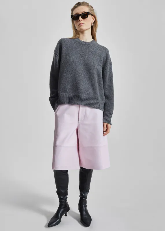 Olivia Leather Bermuda Shorts - Faded Pink sold by Frankie Shop