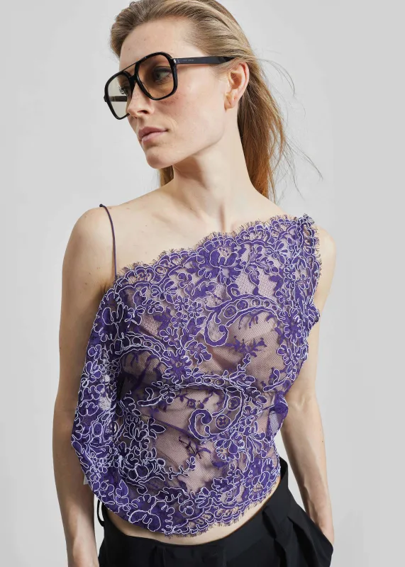 Christopher Esber Iris Floating Lace Cami - Dark Viola made by Christopher Esber