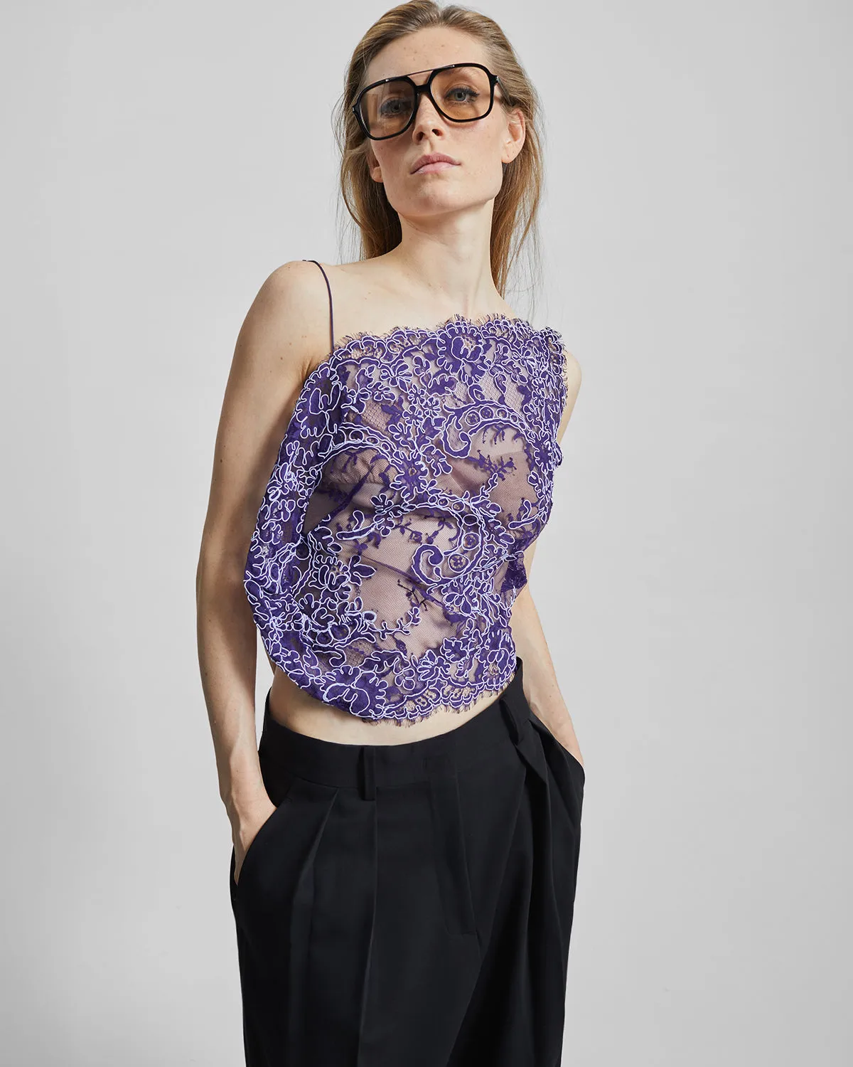 Christopher Esber Iris Floating Lace Cami - Dark Viola sold by Frankie Shop product image thumbnail 4