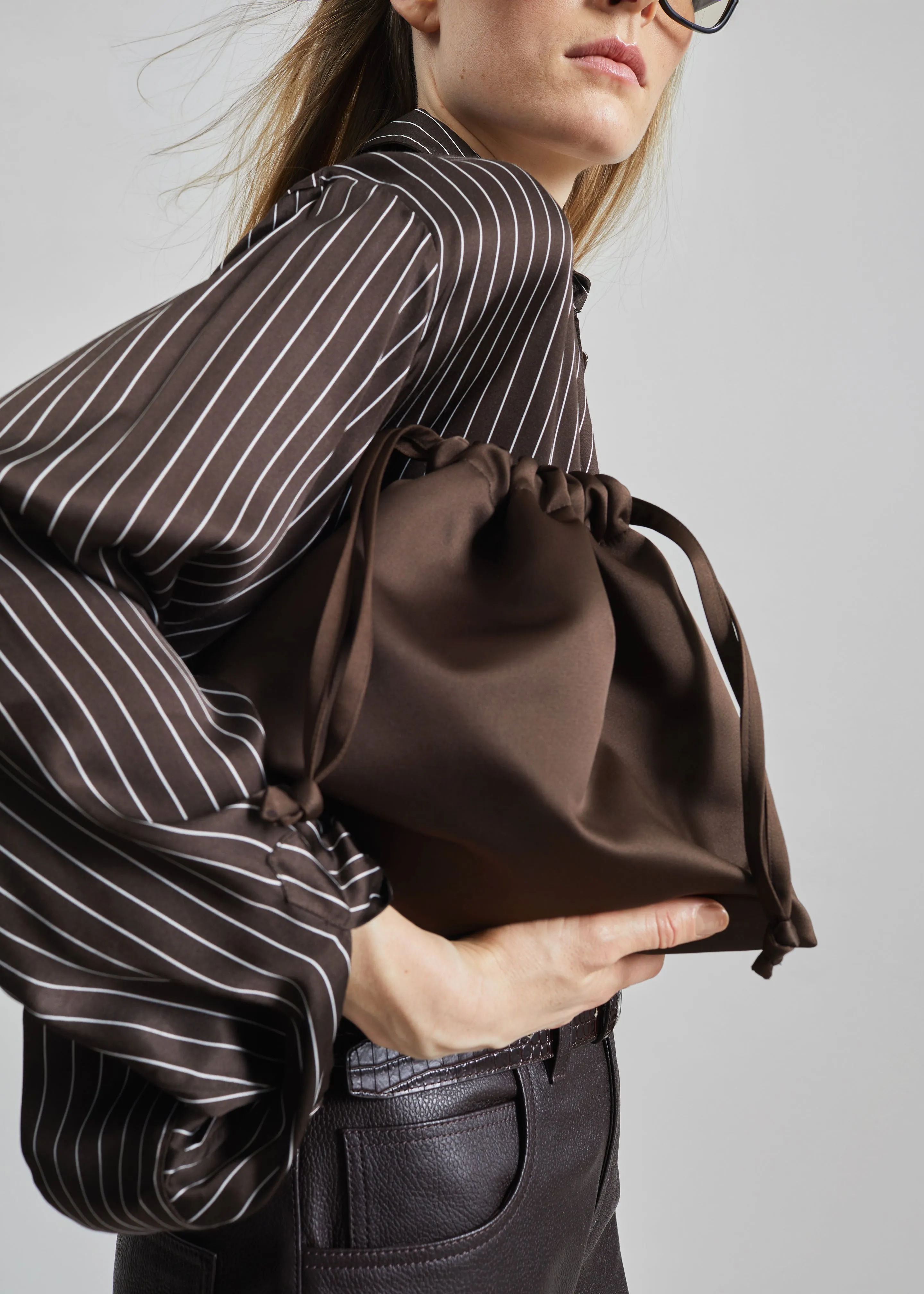 Morgan Satin Small Pouch - Brown sold by Frankie Shop