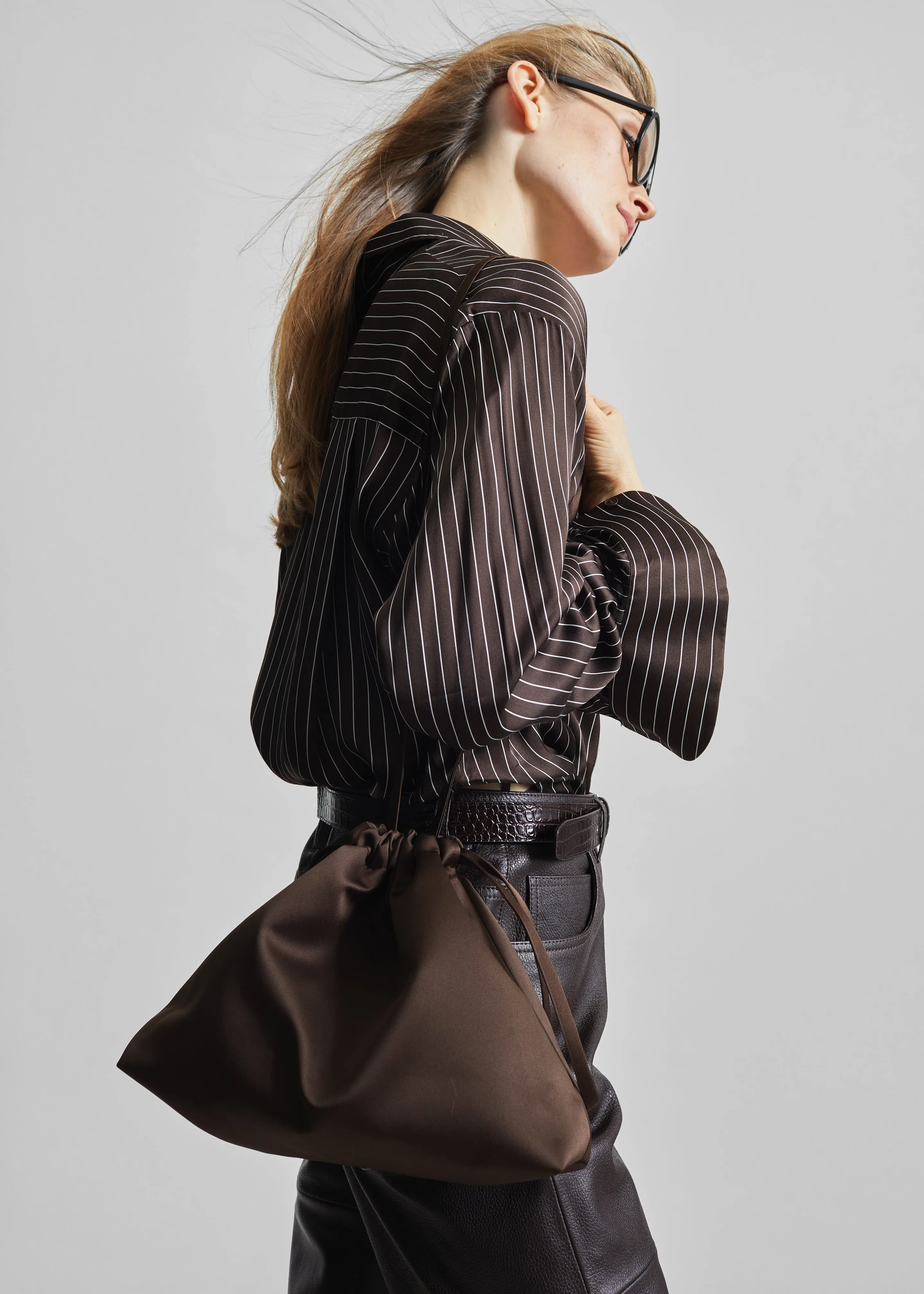 Morgan Satin Small Pouch - Brown sold by Frankie Shop product image thumbnail 4