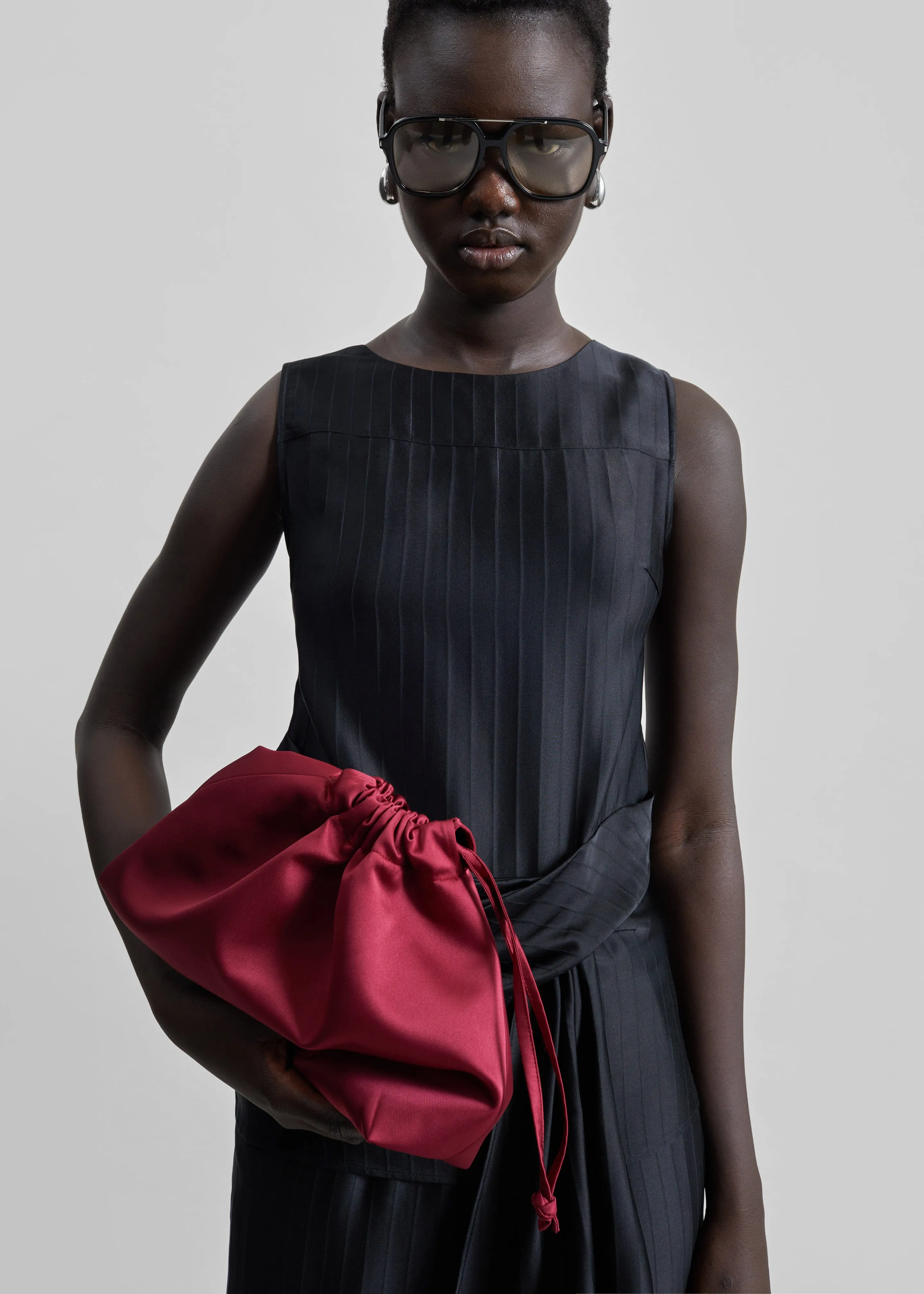 Morgan Satin Small Pouch - Burgundy sold by Frankie Shop product image thumbnail 4