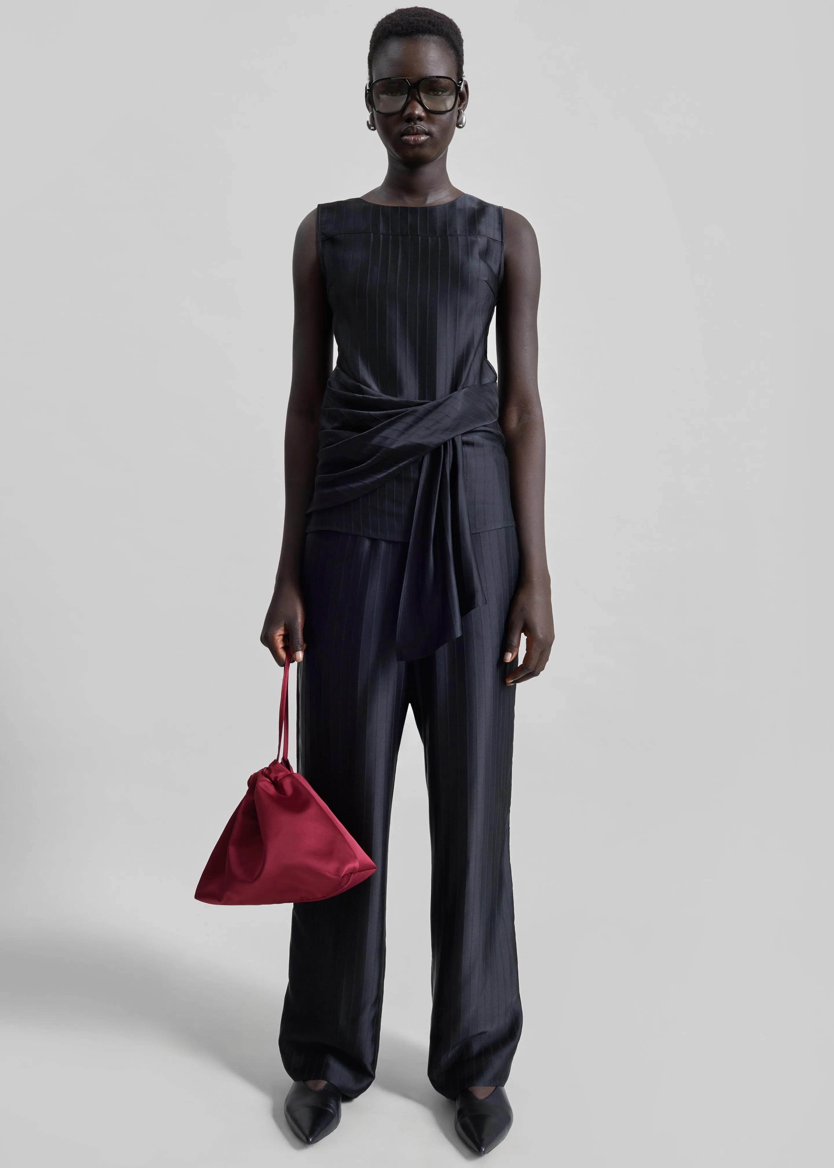 Morgan Satin Small Pouch - Burgundy sold by Frankie Shop product image thumbnail 5