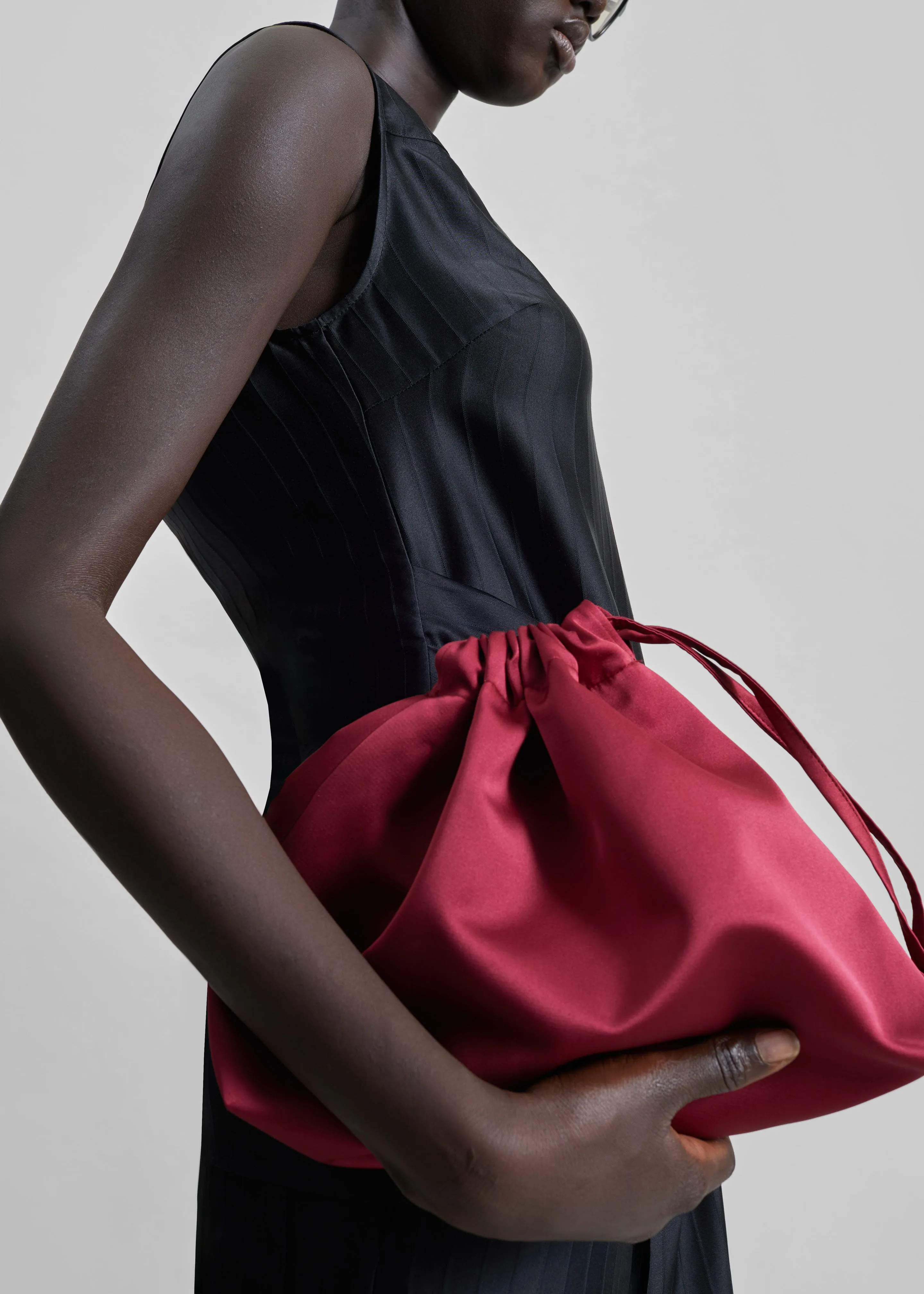 Morgan Satin Small Pouch - Burgundy sold by Frankie Shop