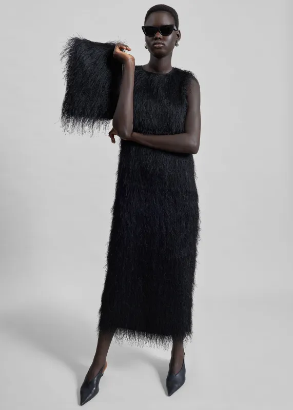 Loulou de Saison Tiwa Fringed Maxi Dress - Black sold by Frankie Shop