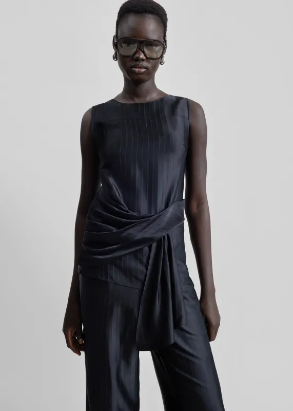 Loulou de Saison Fonda Draped Top - Black sold by Frankie Shop