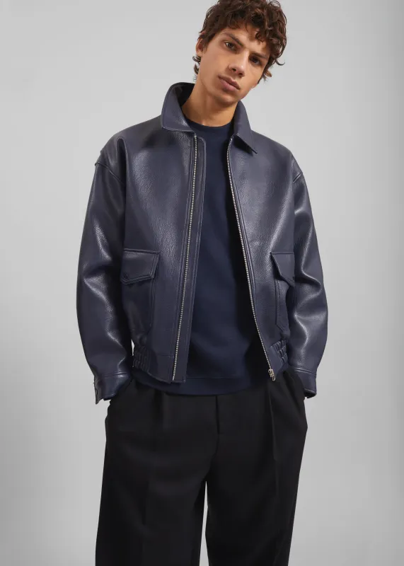 Rohan Faux Leather Jacket - Navy sold by Frankie Shop