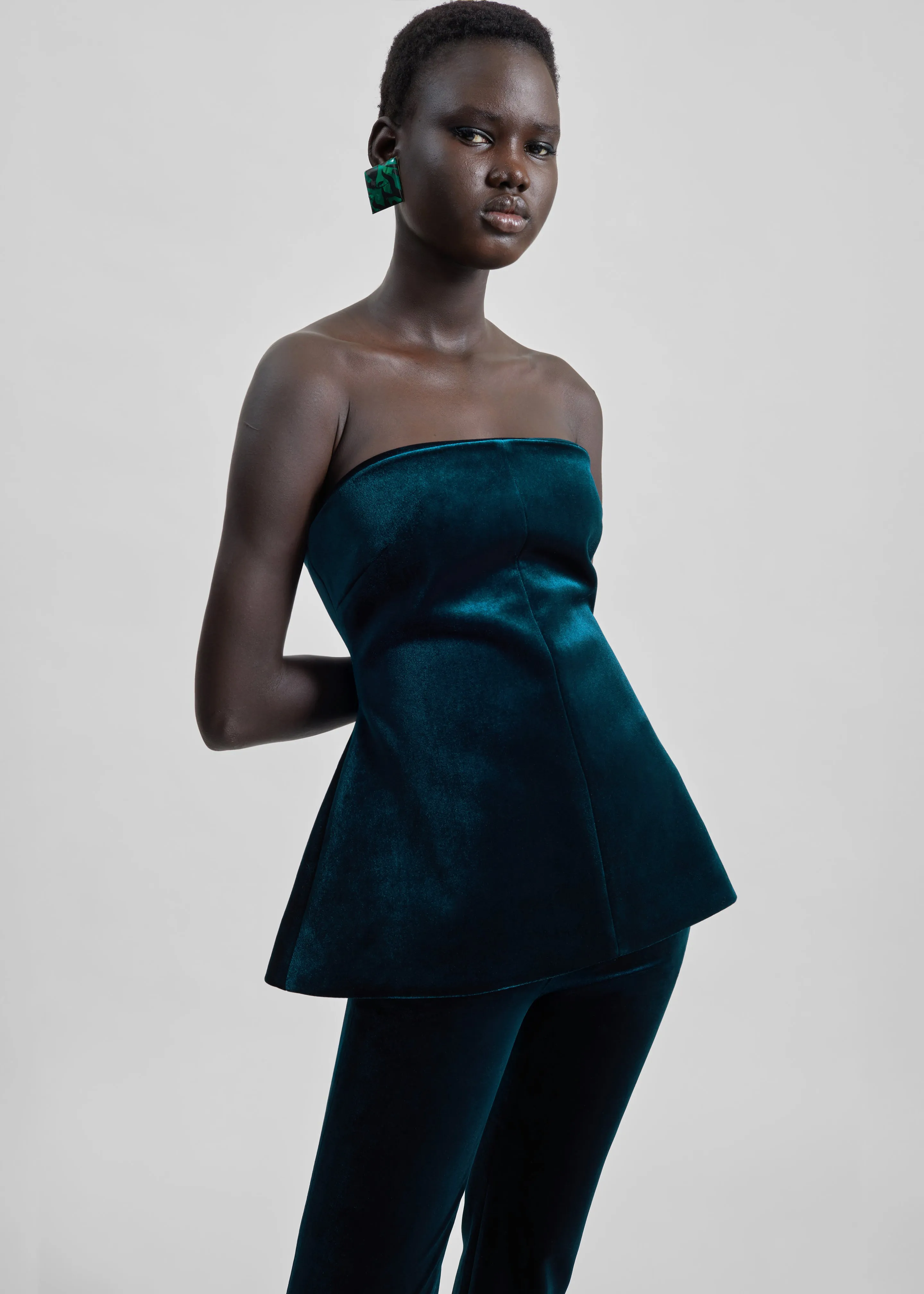 Laila Velvet Hourglass Bustier - Deep Green sold by Frankie Shop
