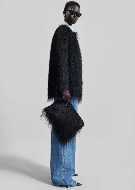 Loulou De Saison Evano Fringed Clutch - Black sold by Frankie Shop