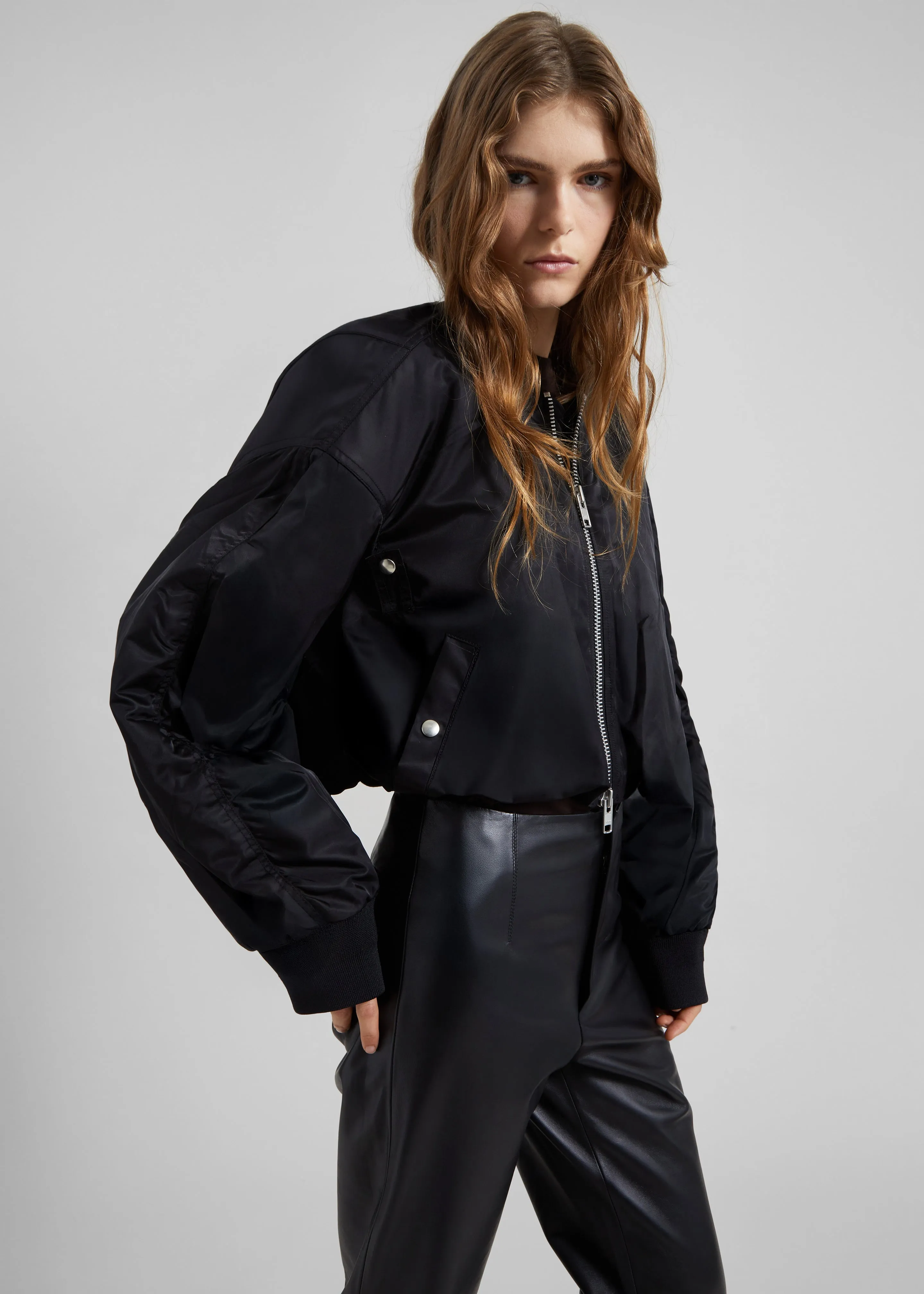 Skagen Cropped Trapeze Bomber Jacket - Black sold by Frankie Shop