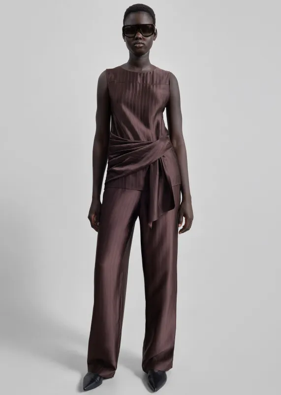 Loulou De Saison Kadala Silk Blend Trousers - Dark Brown sold by Frankie Shop