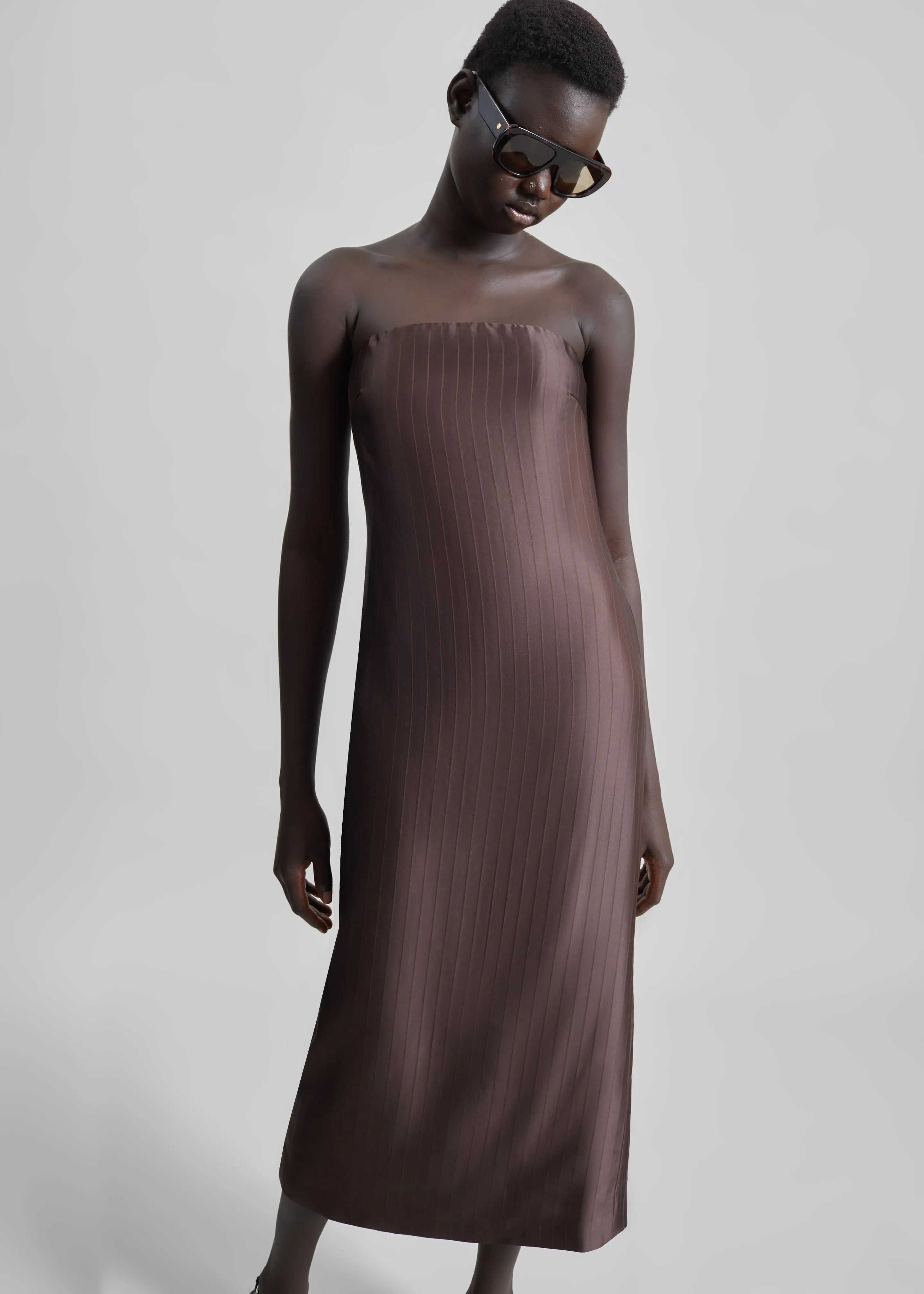 Loulou de Saison Giulia Bustier Dress - Dark Brown sold by Frankie Shop product image thumbnail 3