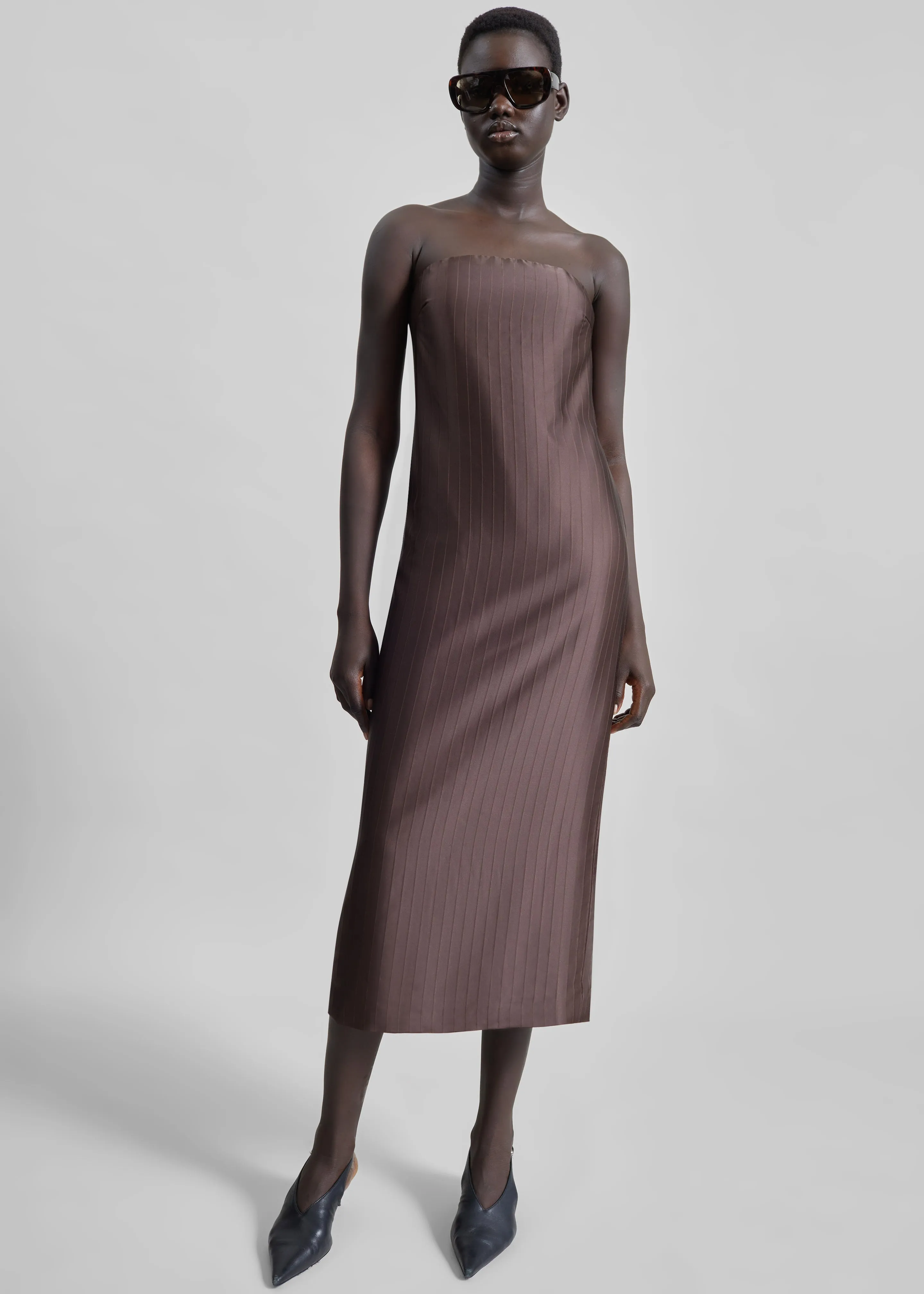 Loulou de Saison Giulia Bustier Dress - Dark Brown sold by Frankie Shop product image thumbnail 4