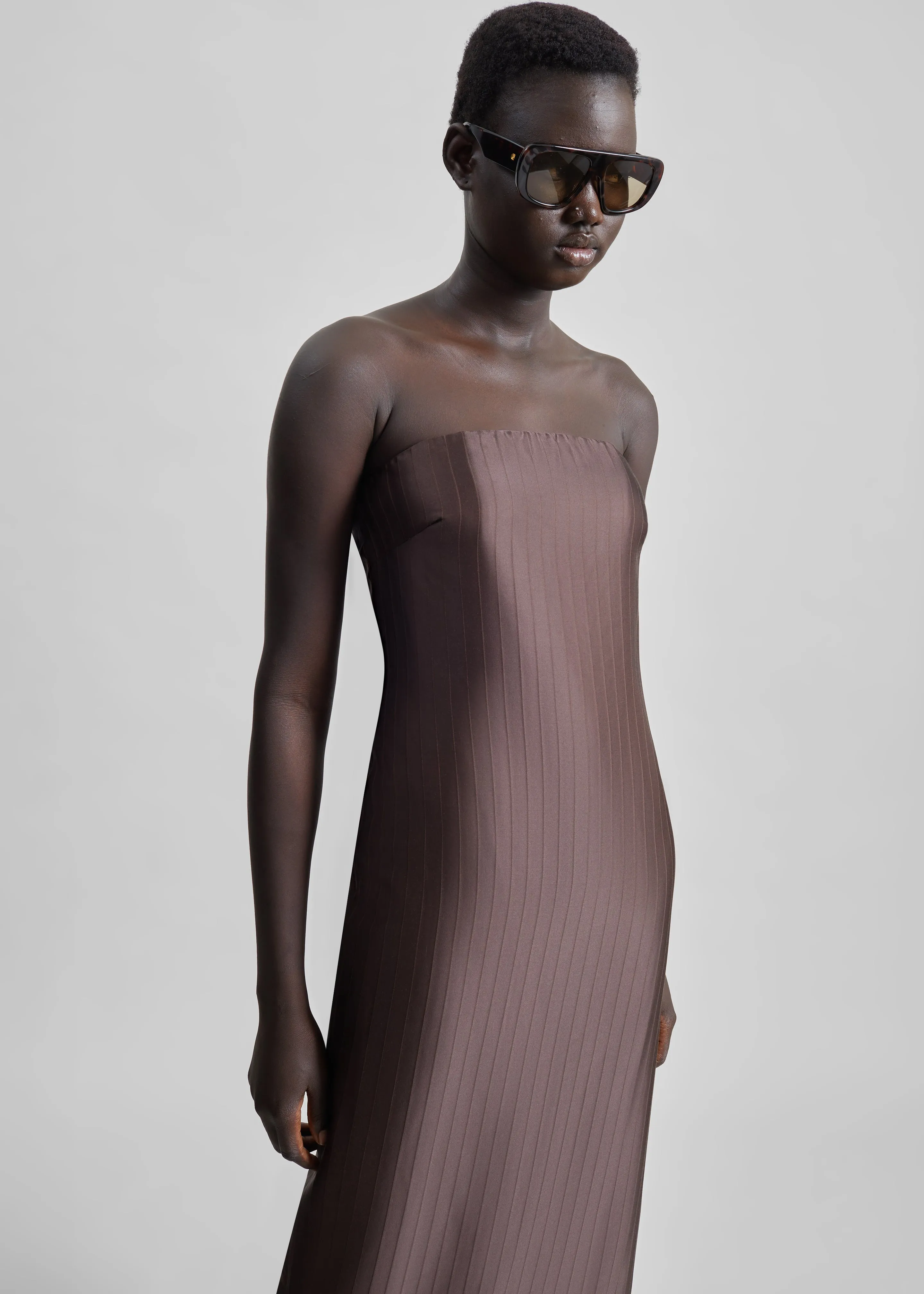 Loulou de Saison Giulia Bustier Dress - Dark Brown sold by Frankie Shop product image thumbnail 5