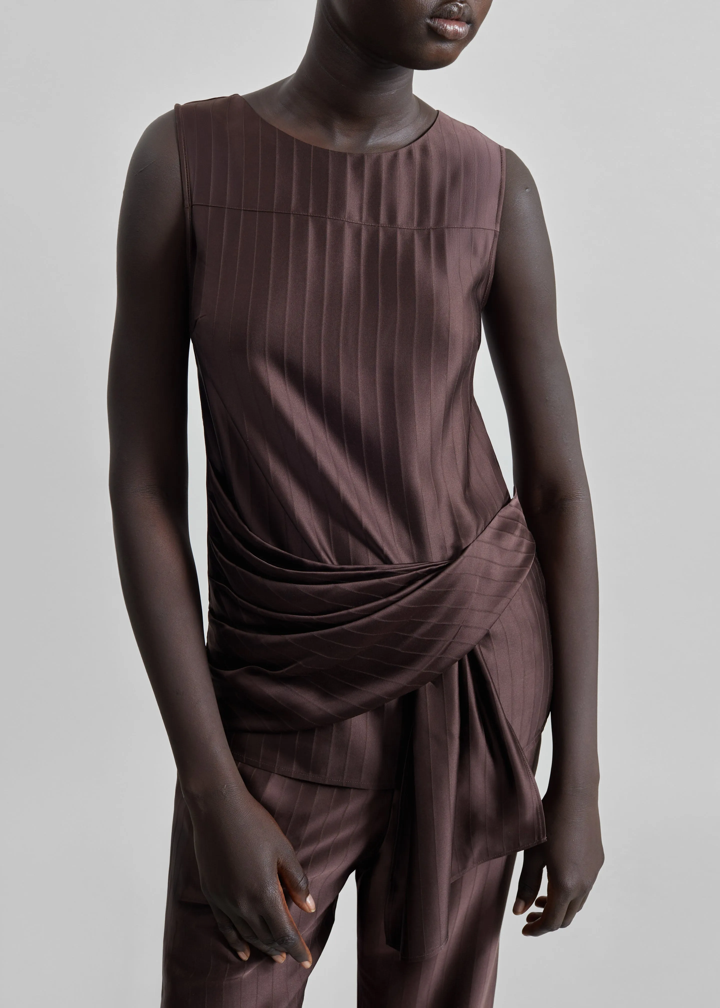 Loulou de Saison Fonda Draped Top - Dark Brown sold by Frankie Shop product image thumbnail 2