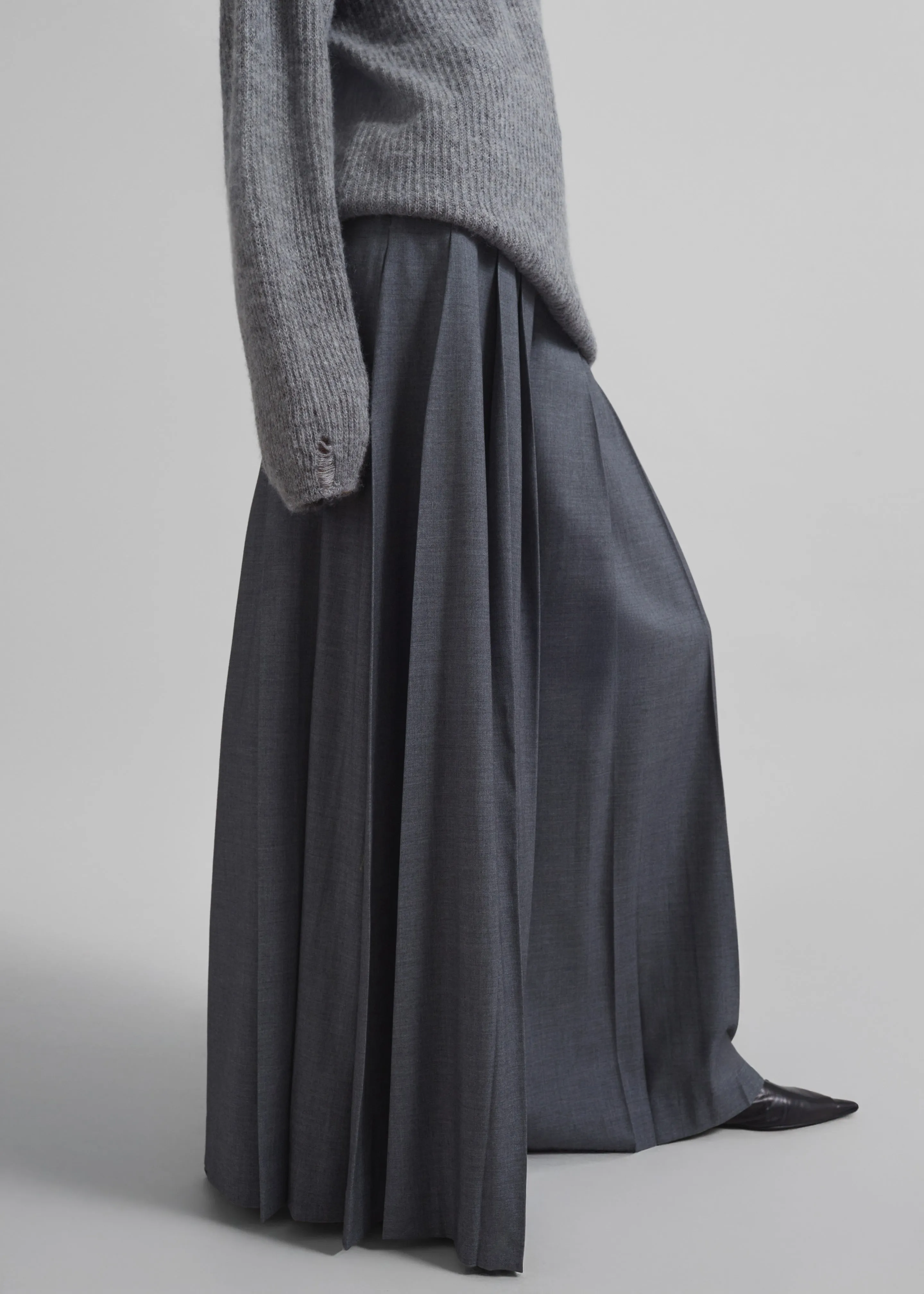 Carrick Pleated Wide Trousers - Dark Grey Melange sold by Frankie Shop product image thumbnail 2