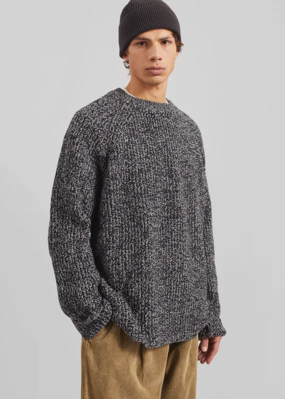 Carter Crewneck Sweater - Black Melange sold by Frankie Shop