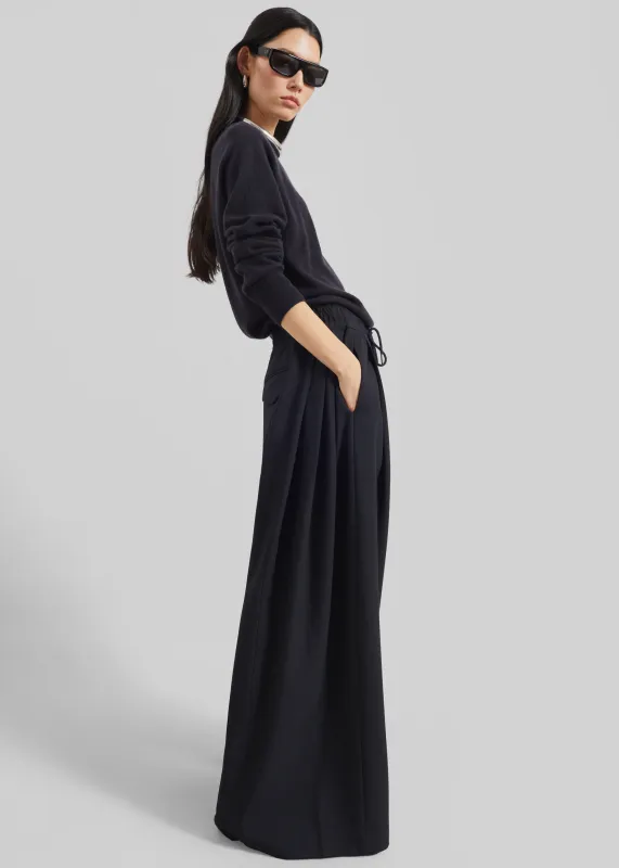 Corlen Pleated Wide Pants - Dark Navy sold by Frankie Shop