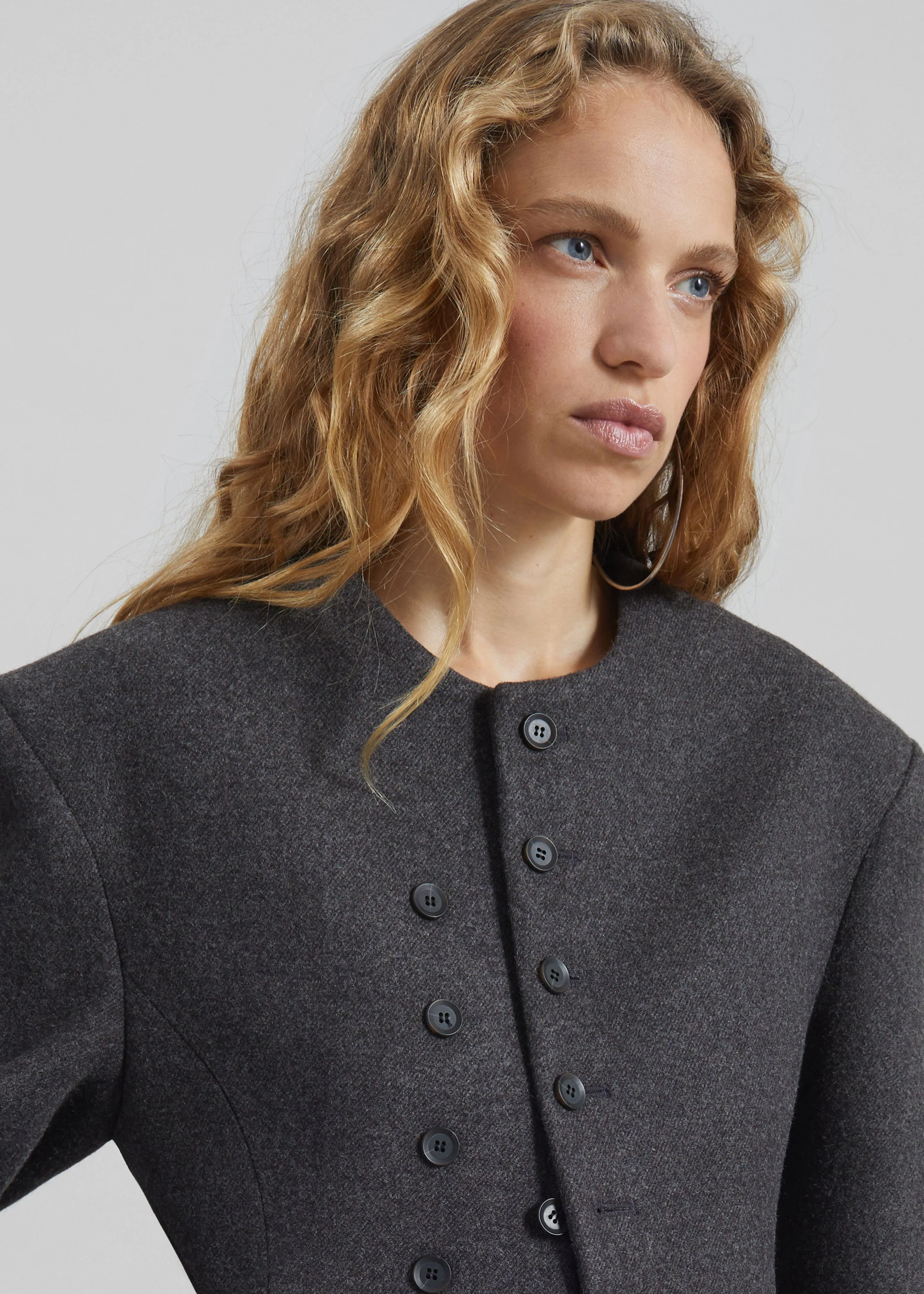 Helga Collarless Tailored Blazer - Dark Grey sold by Frankie Shop product image thumbnail 3