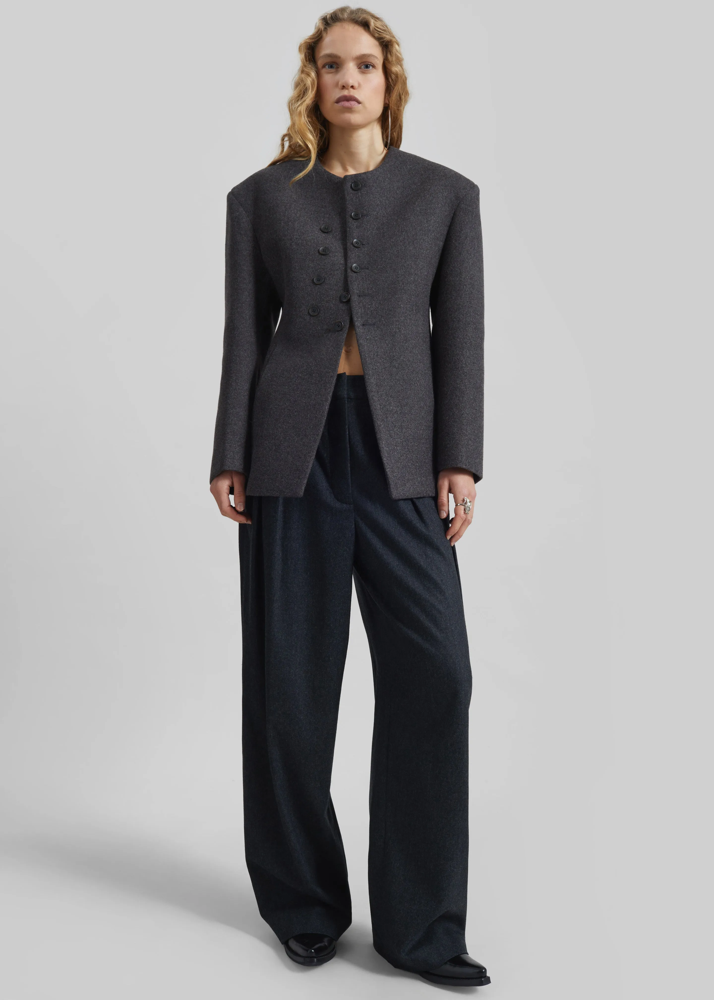 Helga Collarless Tailored Blazer - Dark Grey sold by Frankie Shop product image thumbnail 5