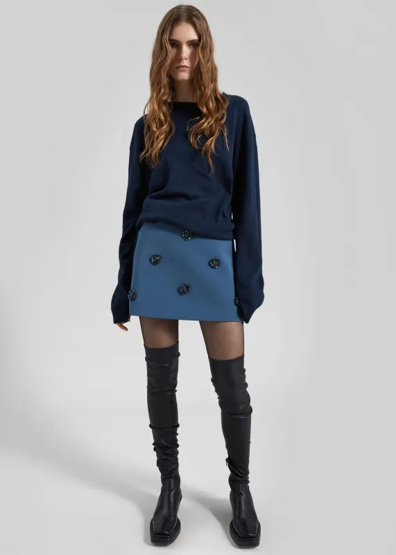 Nancy Embellished Mini Skirt - Blue sold by Frankie Shop