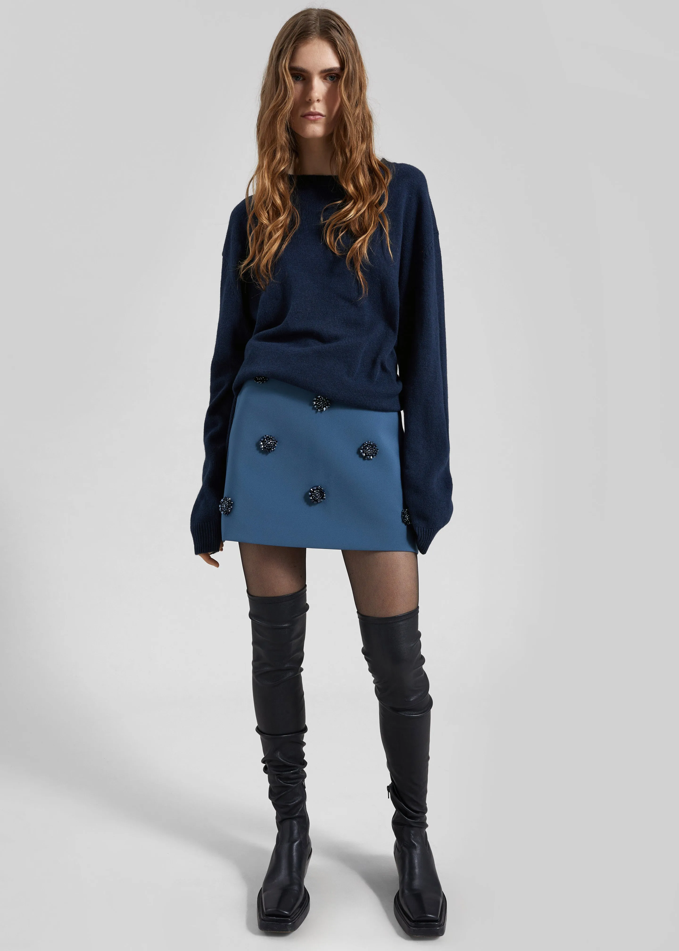 Nancy Embellished Mini Skirt - Blue sold by Frankie Shop
