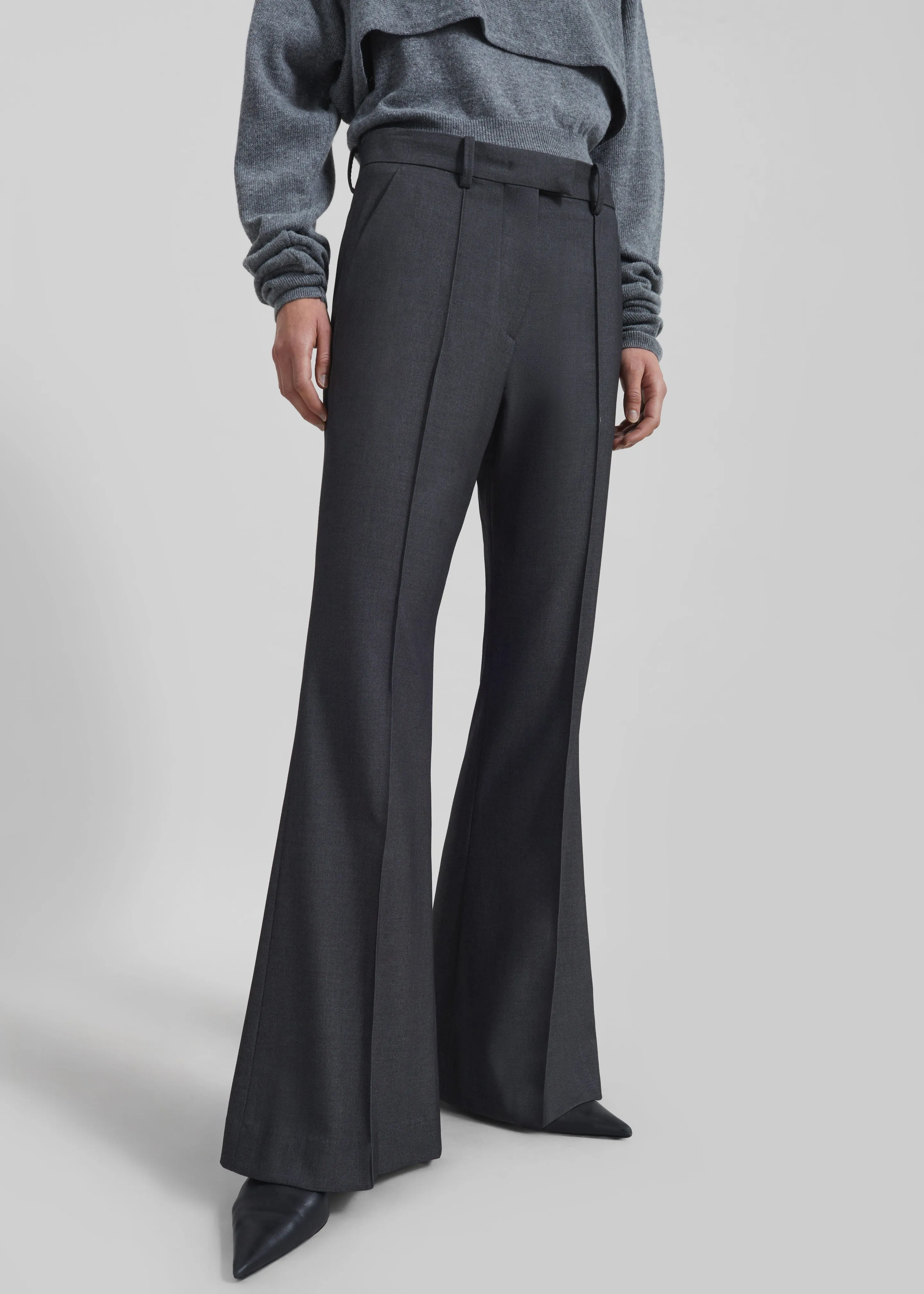 Kvale Pintuck Flared Trousers - Dark Grey sold by Frankie Shop product image thumbnail 2