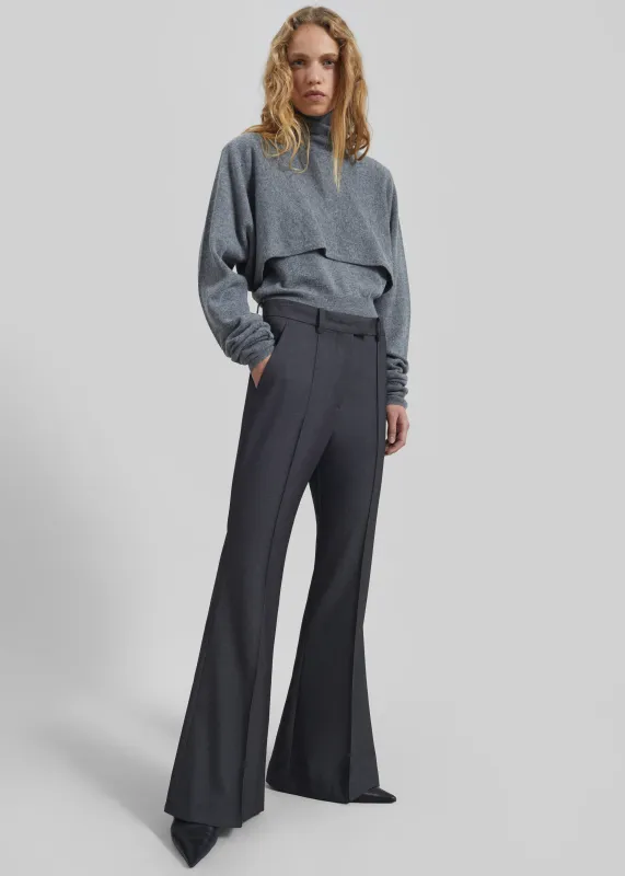Kvale Pintuck Flared Trousers - Dark Grey sold by Frankie Shop