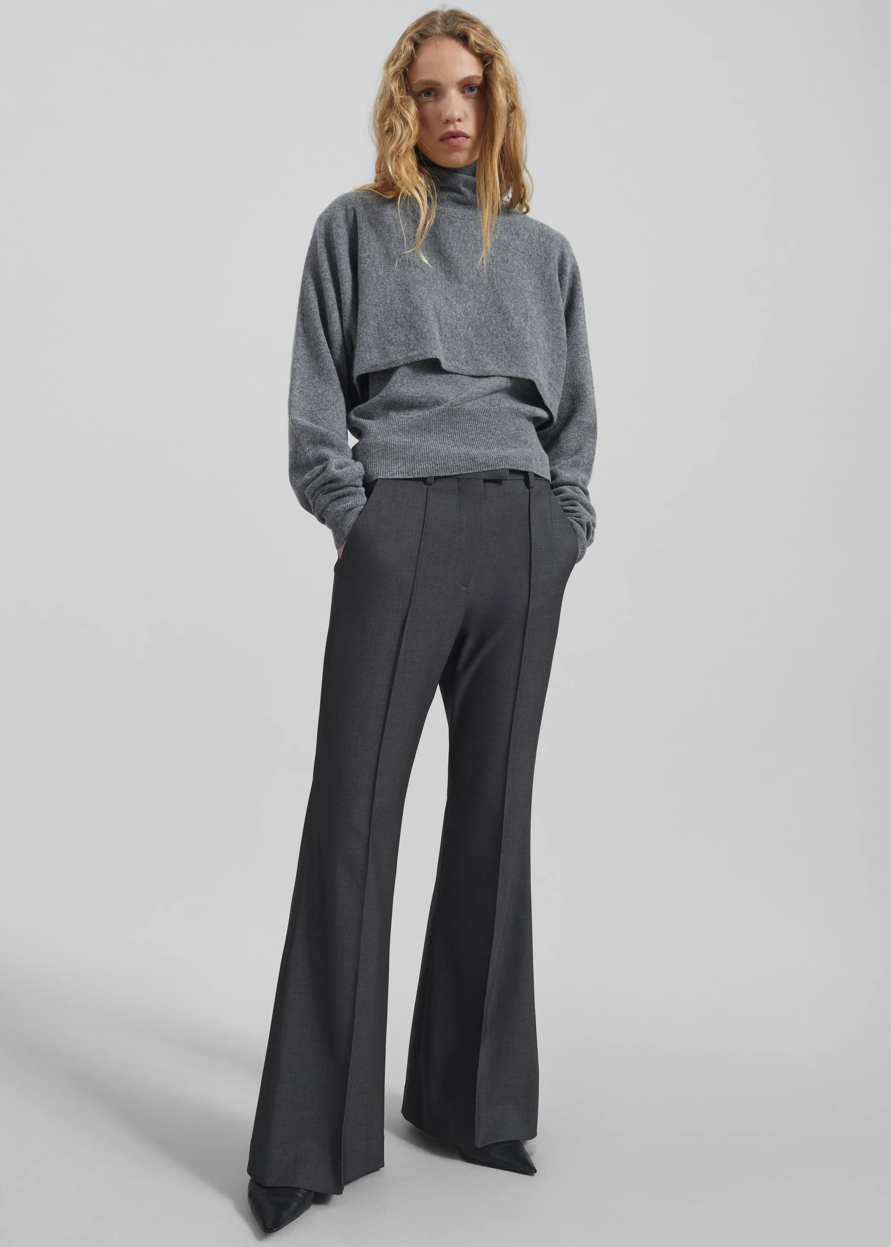 Kvale Pintuck Flared Trousers - Dark Grey sold by Frankie Shop product image thumbnail 3