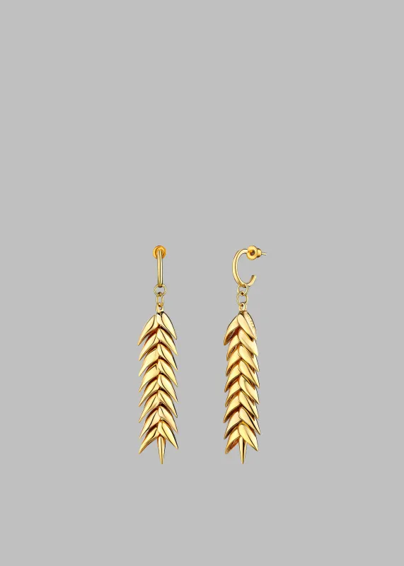 Bevza Spikelet Medium Hoop Earrings - Gold made by Bevza
