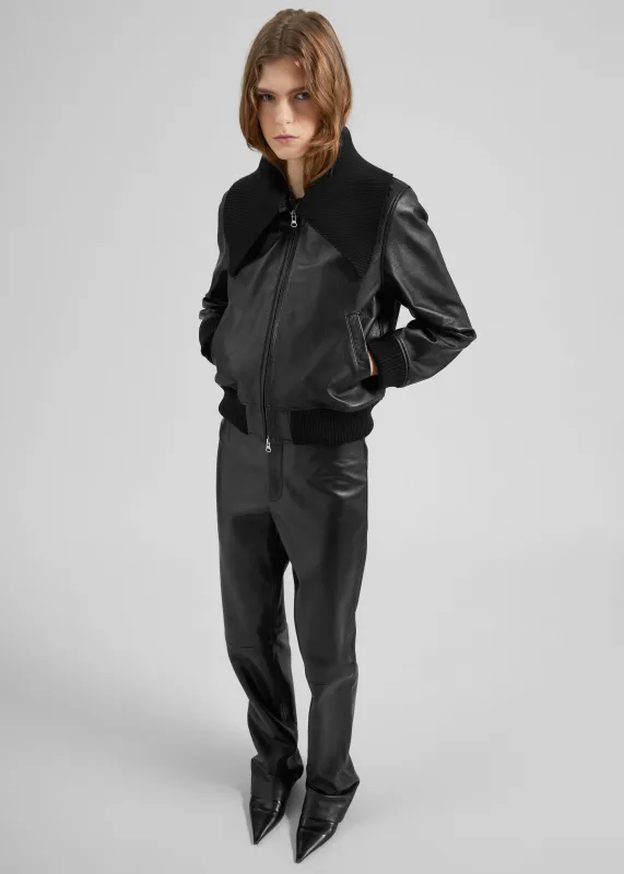 Vidsel Leather Bomber Jacket - Black sold by Frankie Shop