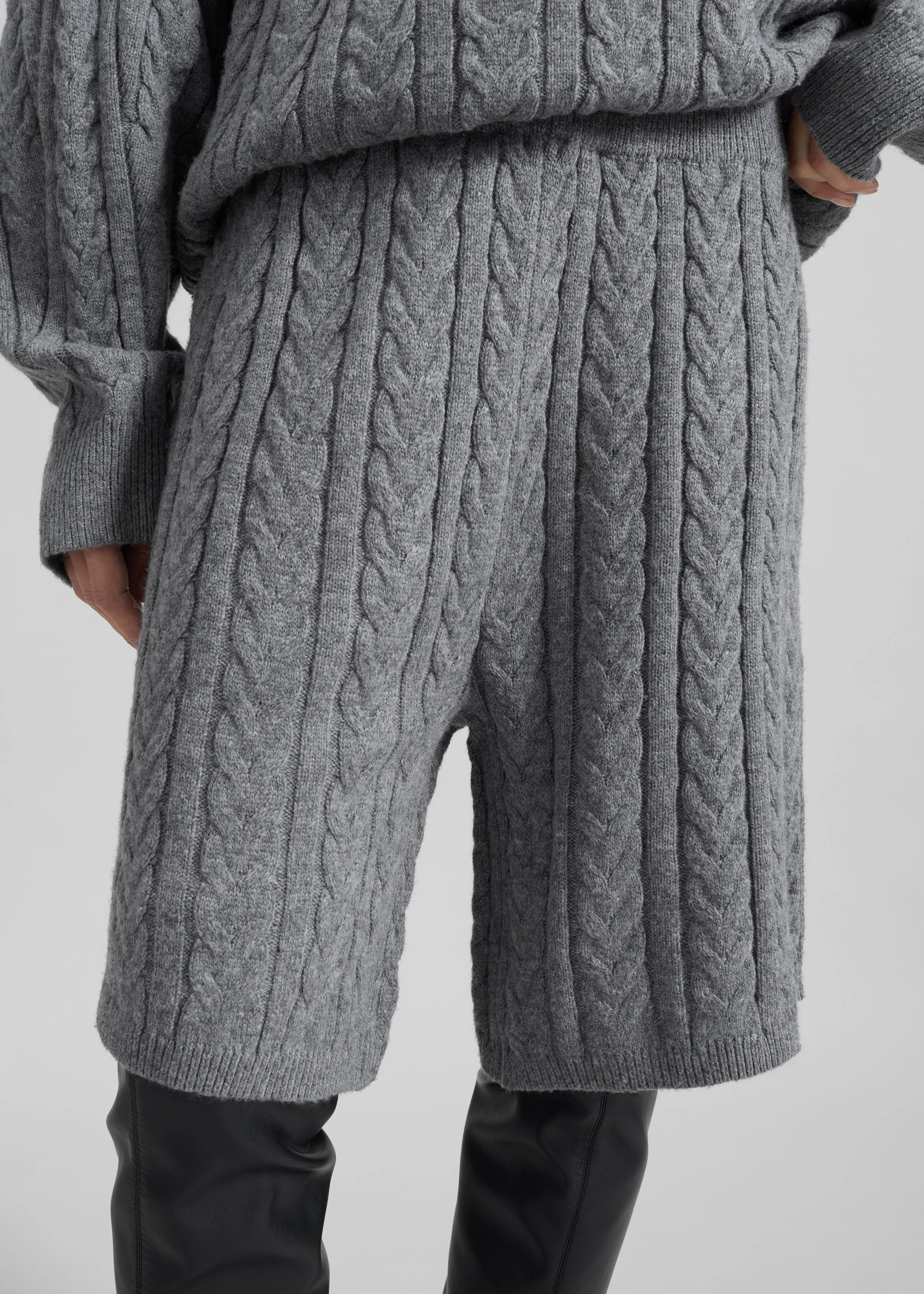 Karmoy Cable Knit Shorts - Grey sold by Frankie Shop product image thumbnail 4