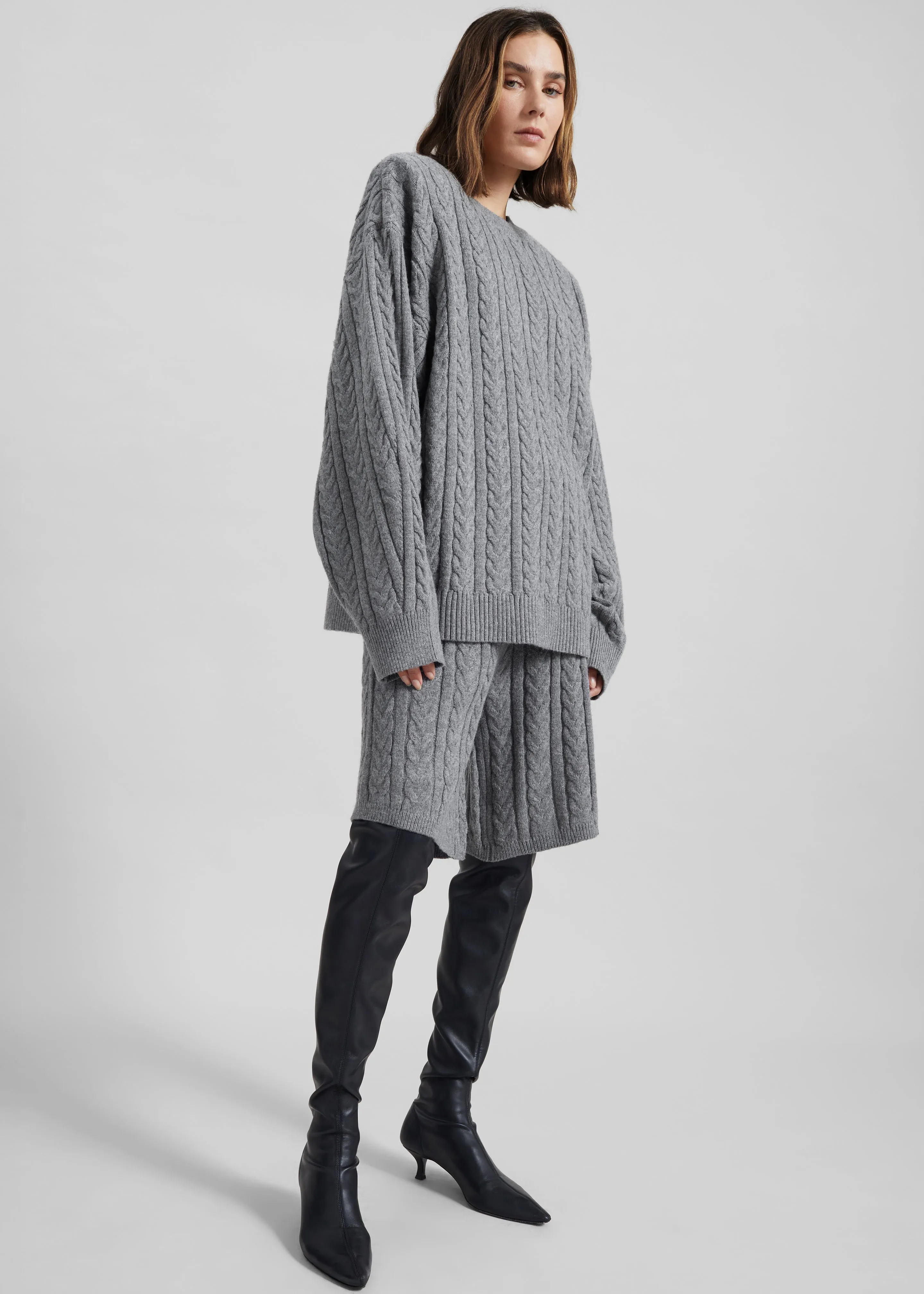 Karmoy Cable Knit Shorts - Grey sold by Frankie Shop