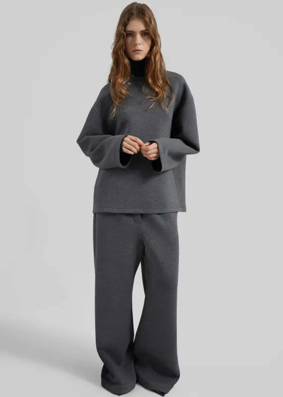 Delancey Long Sleeve Neoprene Top - Dark Grey made by Frankie Shop