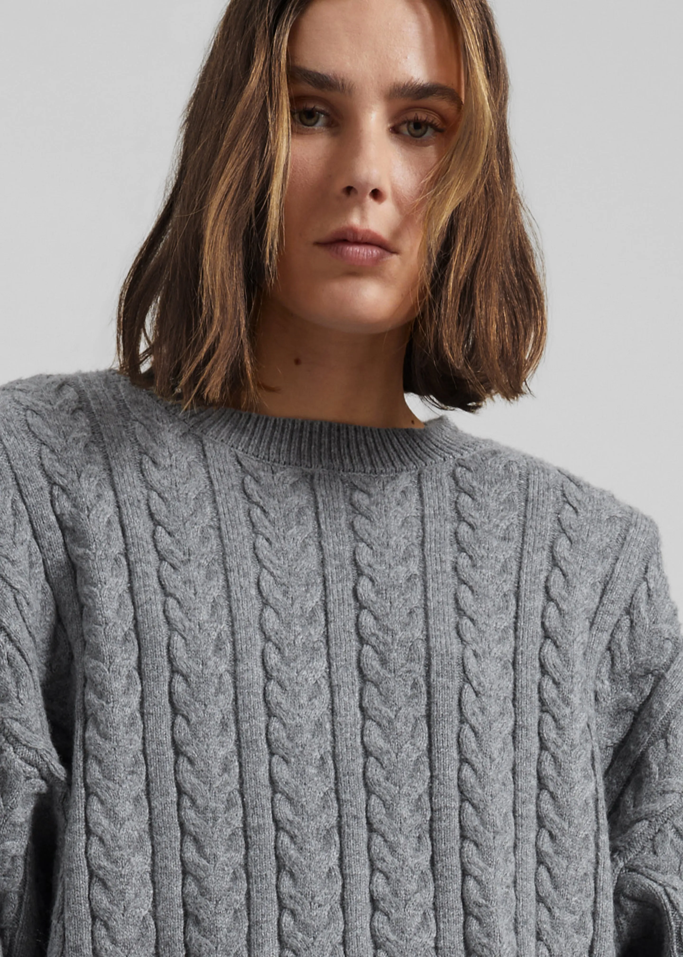 Karmoy Cable Knit Padded Sweater - Grey sold by Frankie Shop product image thumbnail 5
