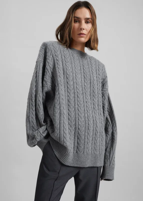 Karmoy Cable Knit Padded Sweater - Grey made by Frankie Shop