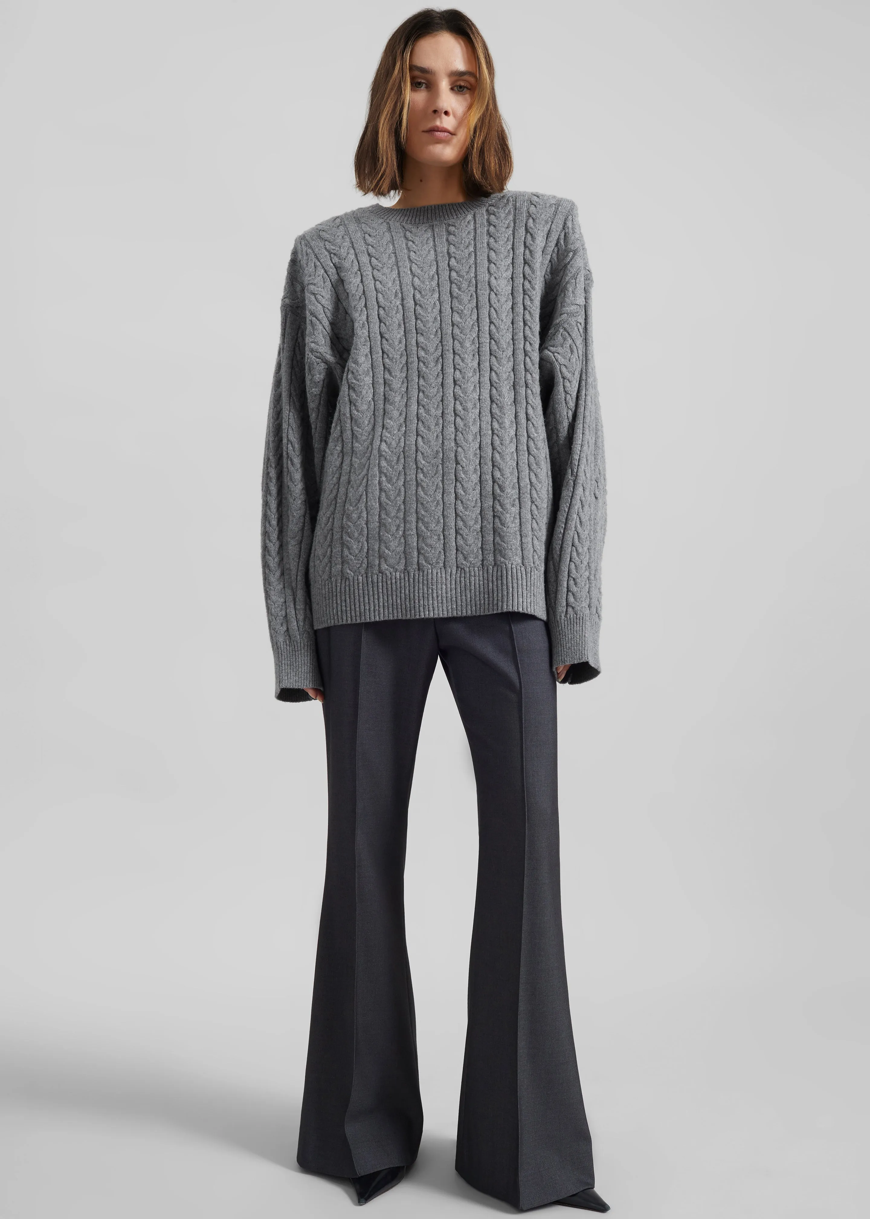 Karmoy Cable Knit Padded Sweater - Grey sold by Frankie Shop product image thumbnail 3